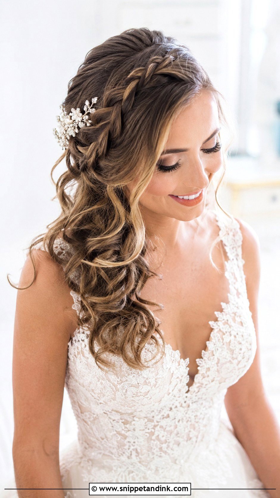 Side Braid Half Up Wedding Style - Snippet and Ink - 20 Half-Up Wedding Hair Braid Ideas