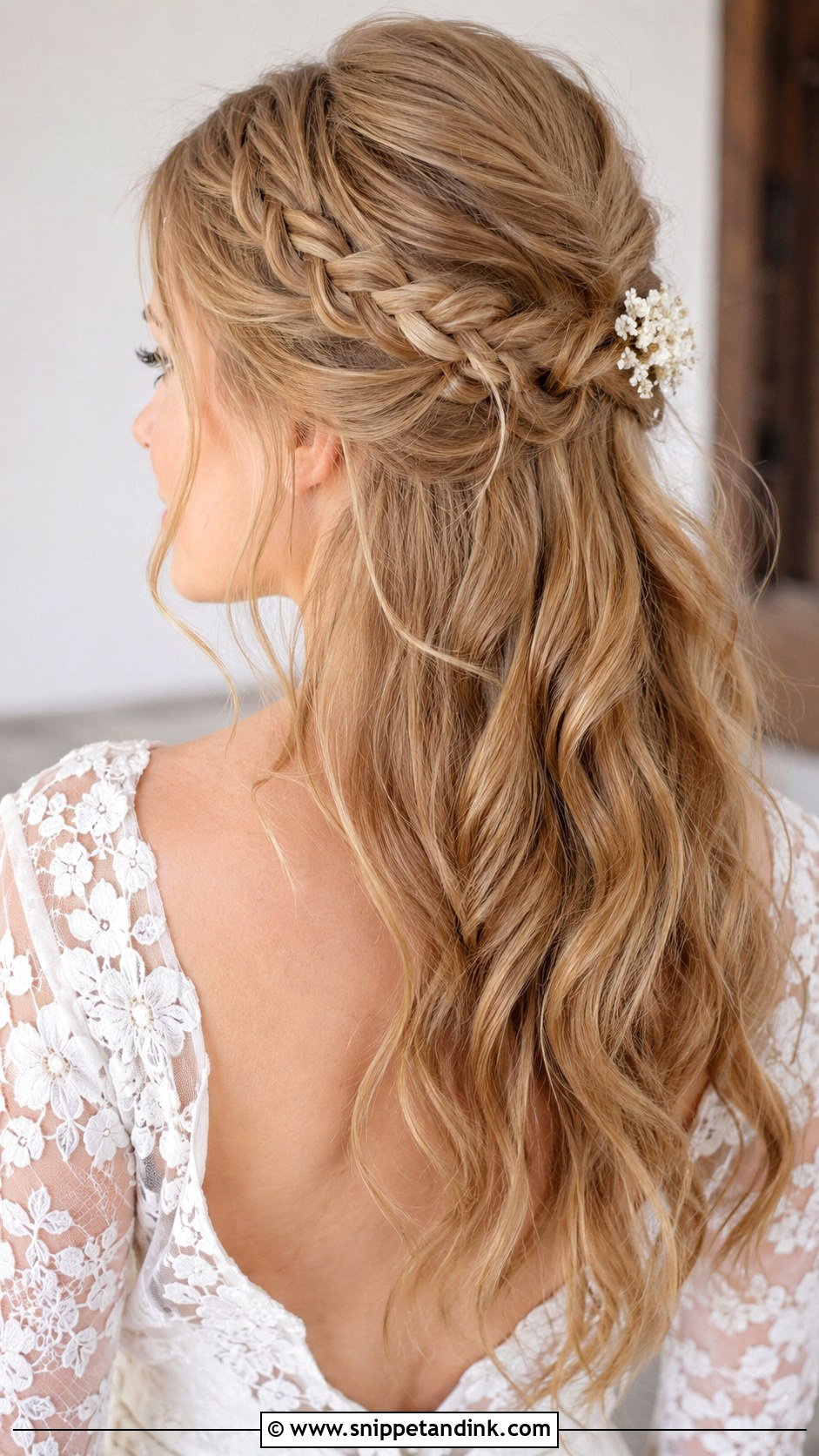 Side Braid Half Updo - Snippet and Ink - 20 Side Braid Wedding Ideas