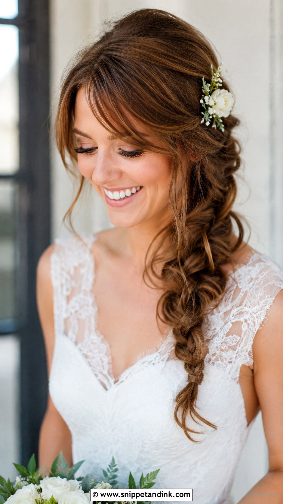 Side Braid Low Ponytail - Snippet and Ink - 20 Side Braid Wedding Hair Ideas