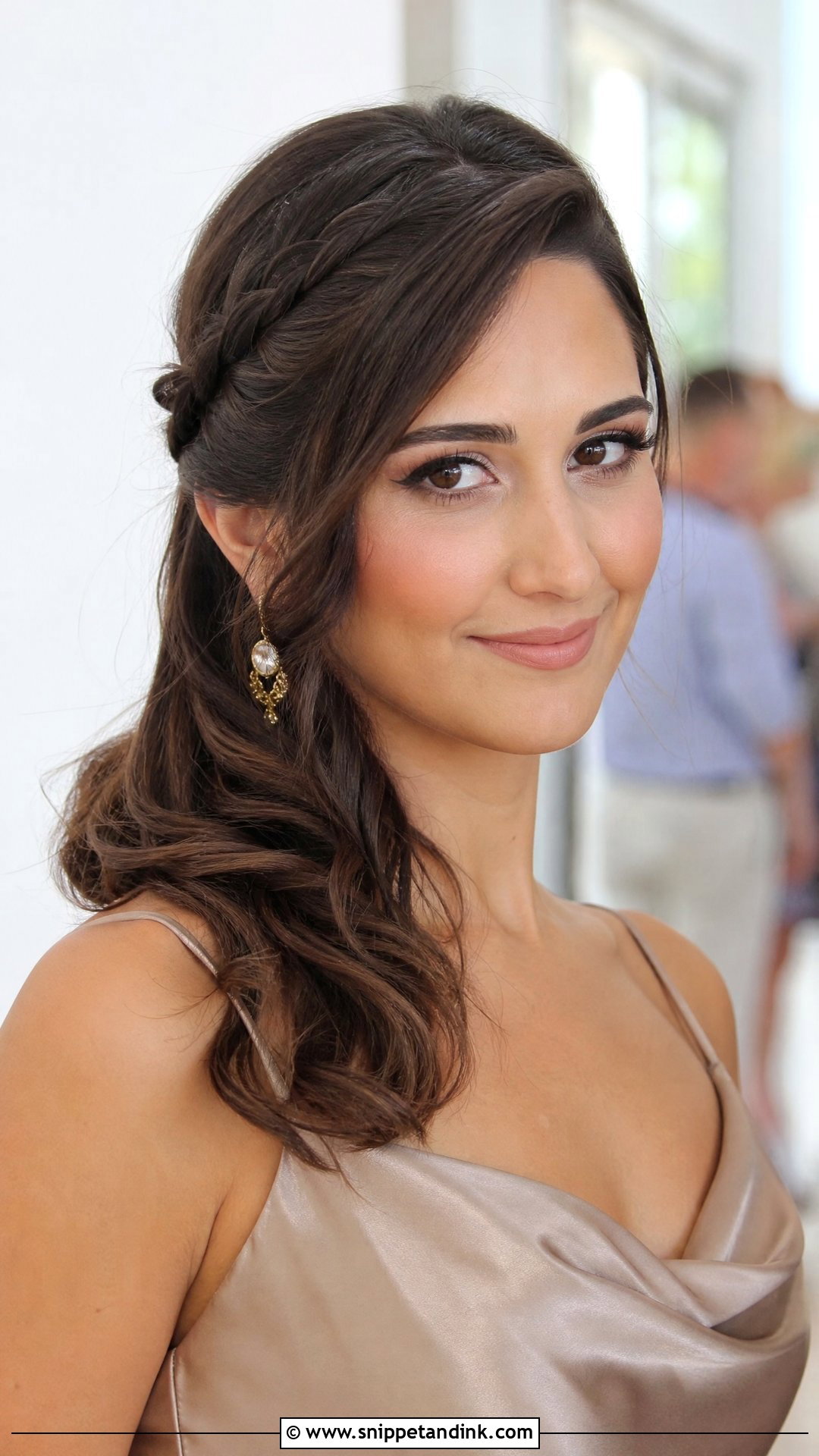 Side Braid Shoulder Length Wedding Guest Hairstyle - Snippet and Ink - 20 Shoulder Length Wedding Guest Hairstyles