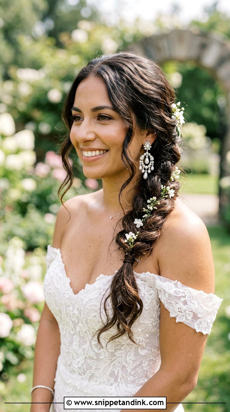 Side Braid Wedding Hairstyle - Snippet and Ink - 20 Braid Hairstyle for Bride Ideas