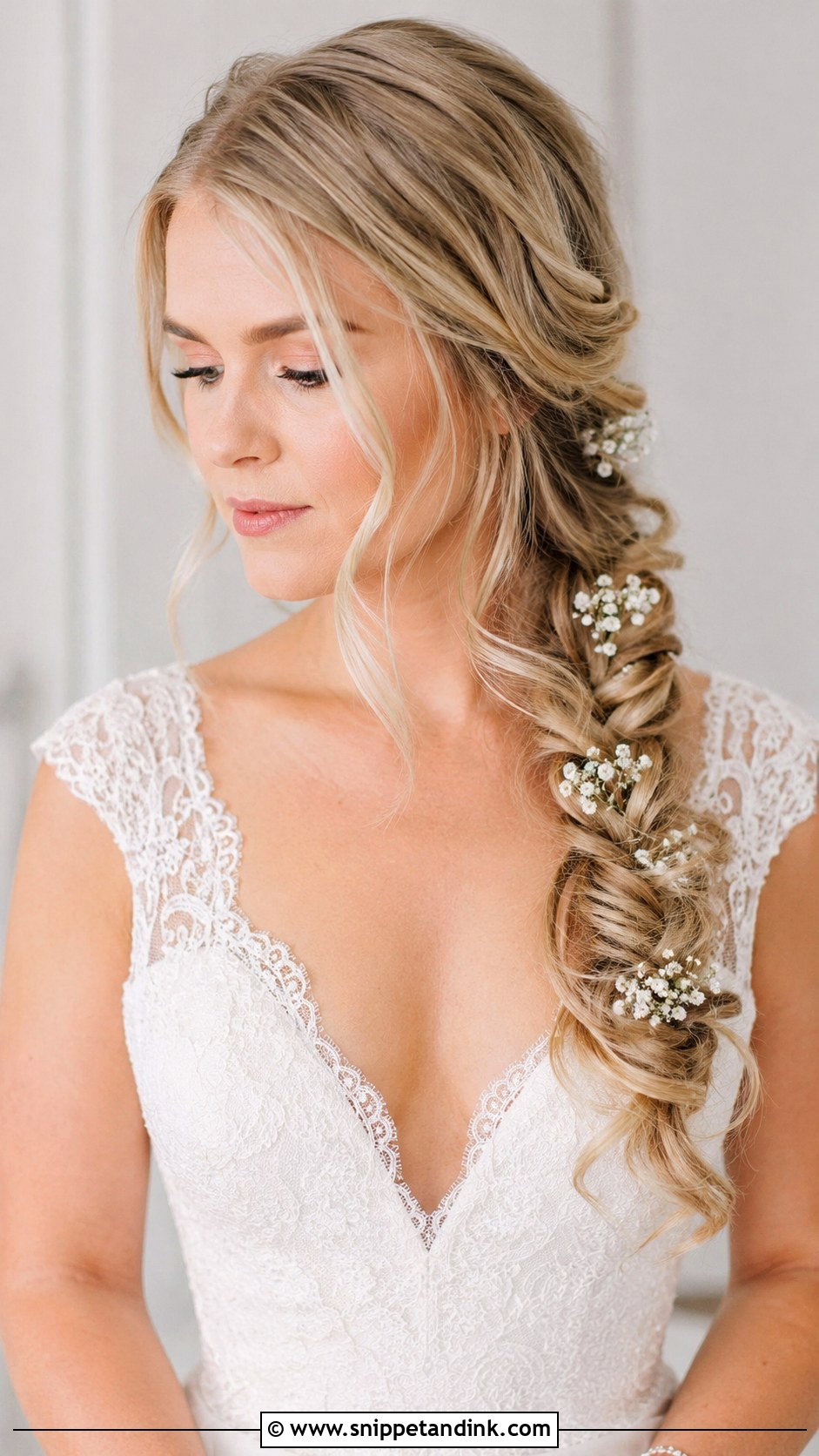 Side Braid Wedding Hairstyle For Long Hair - Snippet and Ink - 20 Casual Wedding Hairstyles for Long Hair