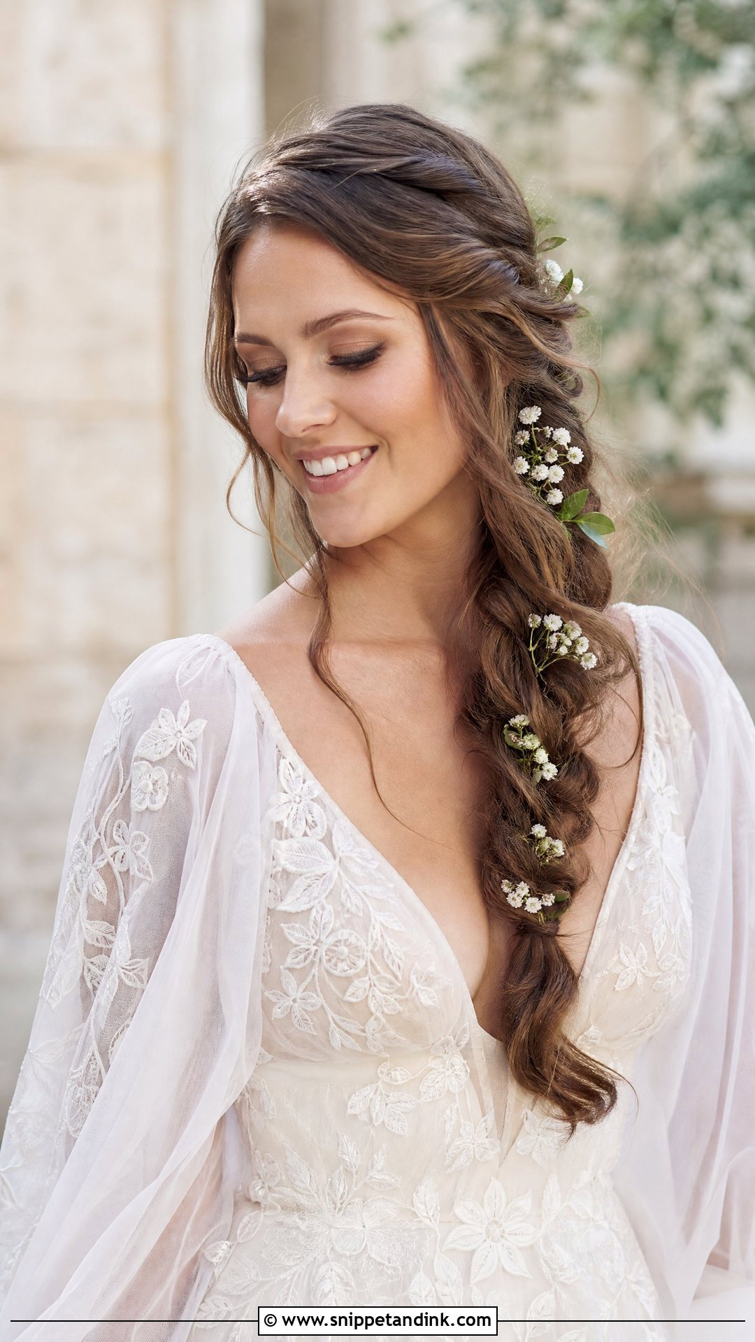 Side Braid Wedding Hairstyle for Brown Hair - Snippet and Ink - 20 Wedding Hairstyles Brown Hair