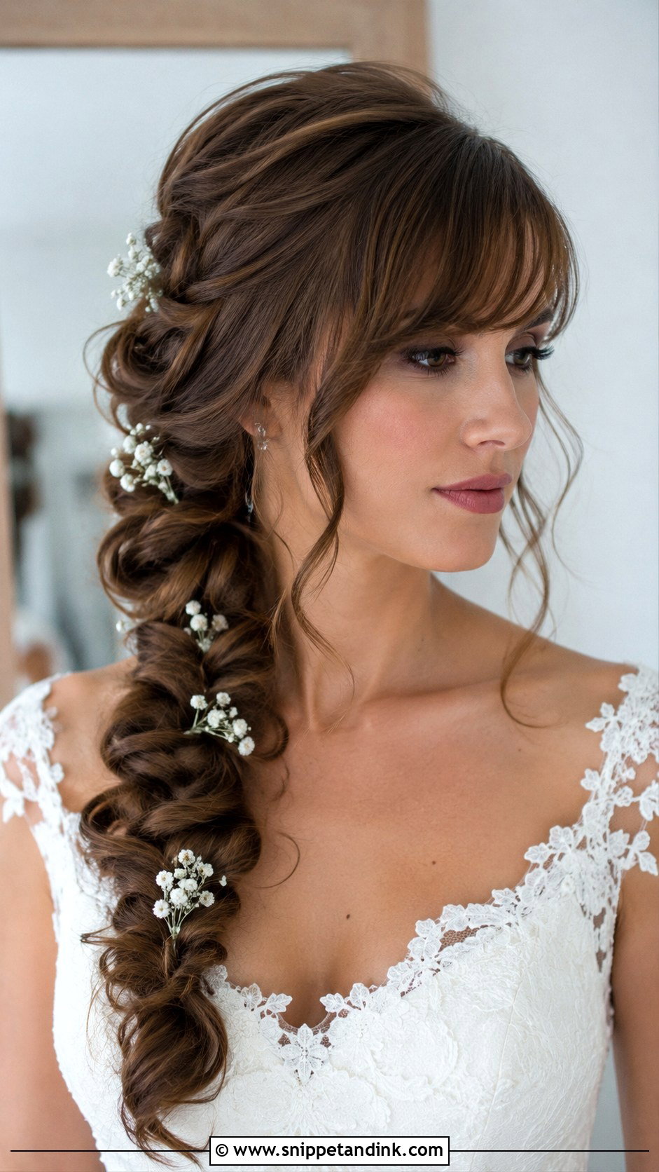 Side Braid With Bangs for Wedding - Snippet and Ink - 20 Side Braid Hairstyles for Wedding