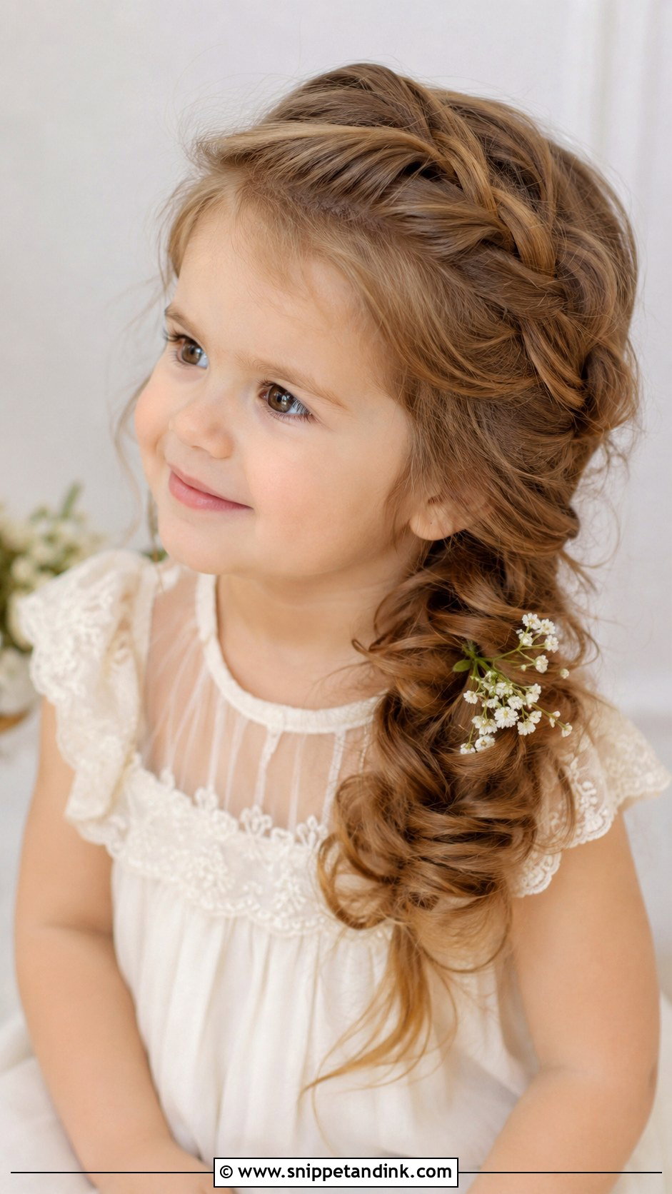 Side Braid With Curls - Snippet and Ink - 20 Toddler Hair for Wedding Ideas