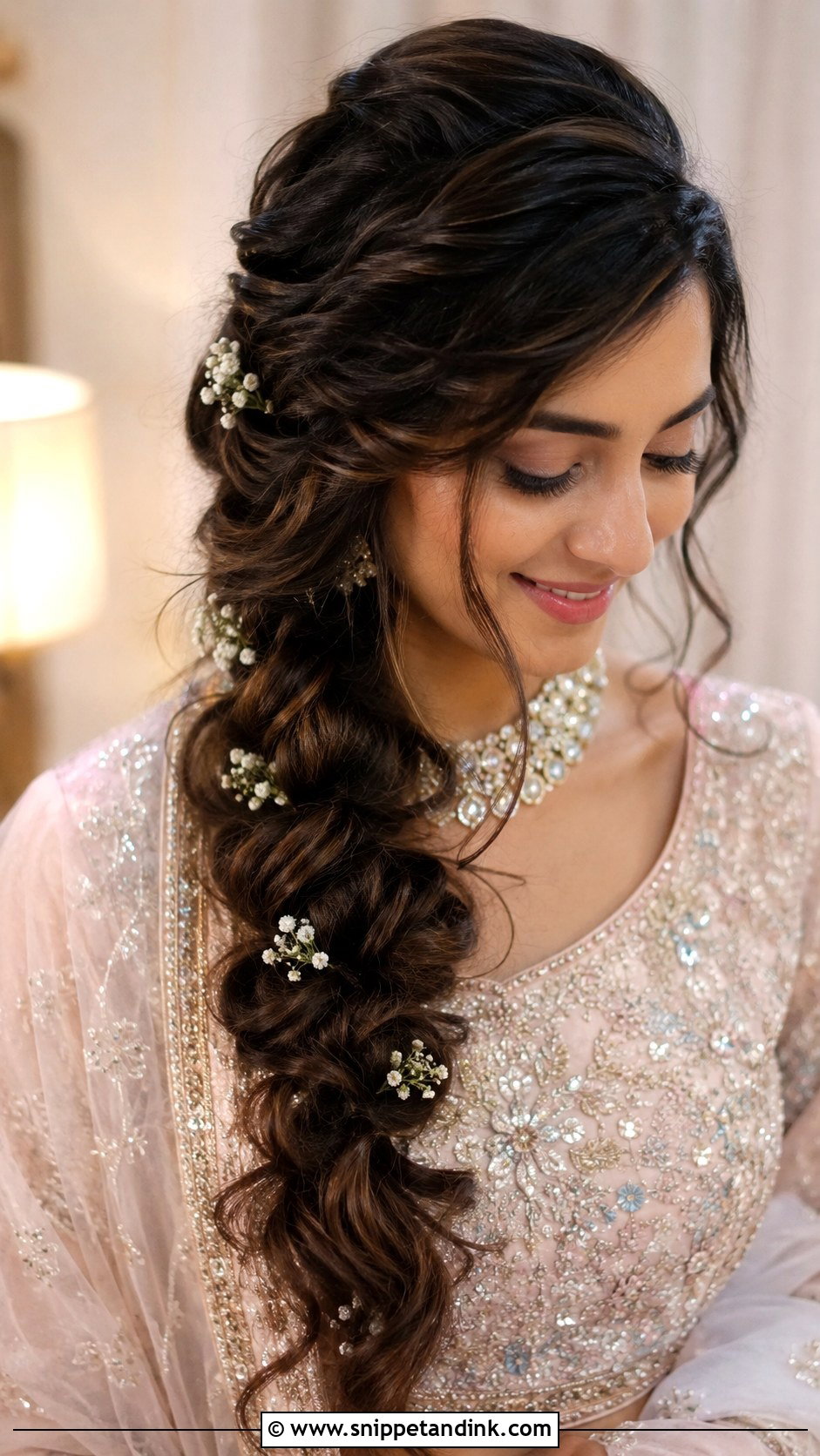 Side Braid With Curls - Snippet and Ink - 25 Asian Bridal Hair Ideas