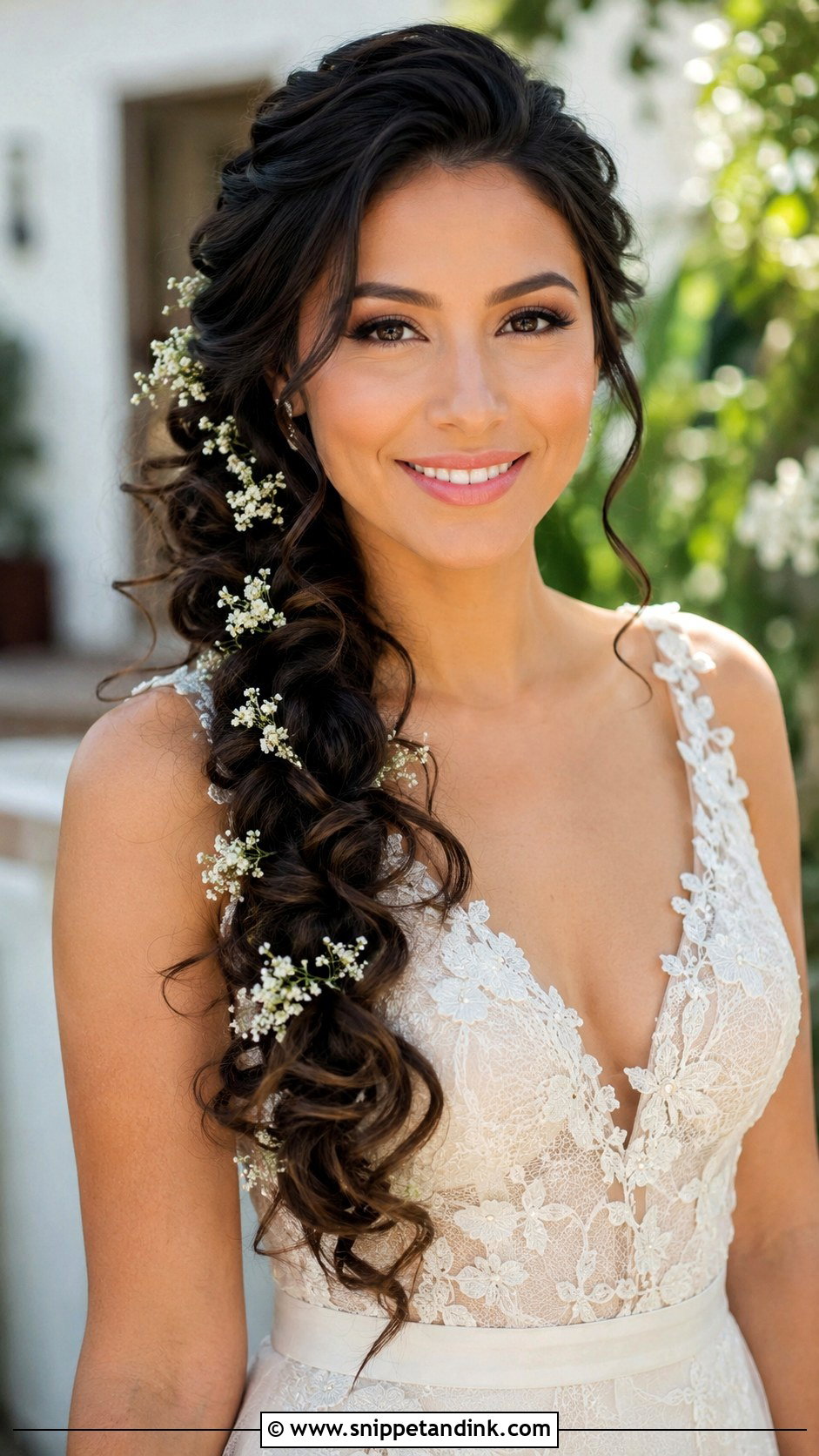 Side Braid With Curls - Snippet and Ink - 25 Bridal Hairstyles with Braids