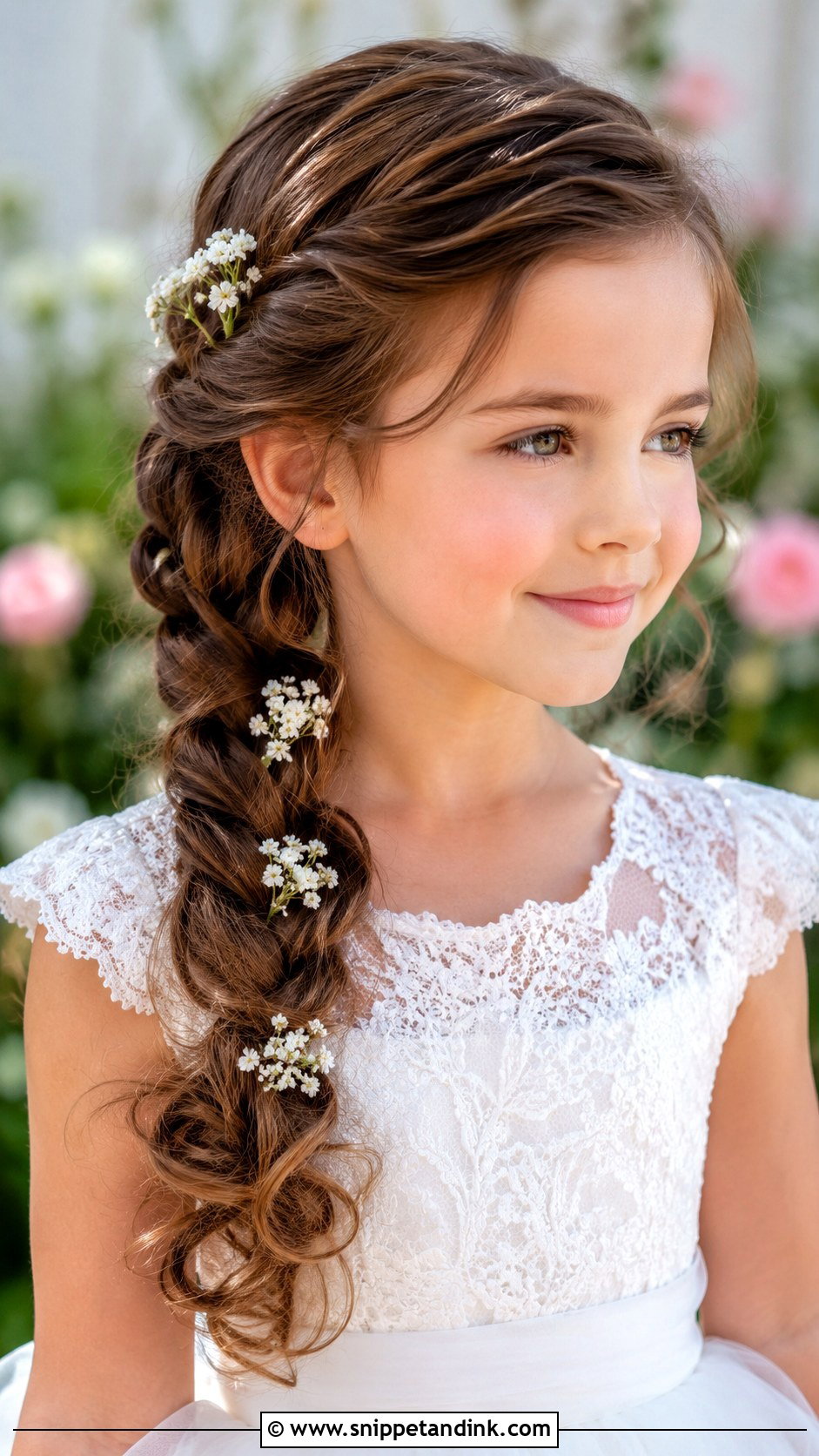 Side Braid With Curls - Snippet and Ink - 25 Hairstyle for Girls Wedding Ideas