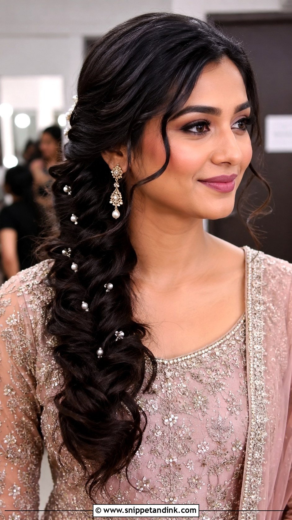 Side Braid With Curls - Snippet and Ink - 25 Hairstyles for Marriage Function