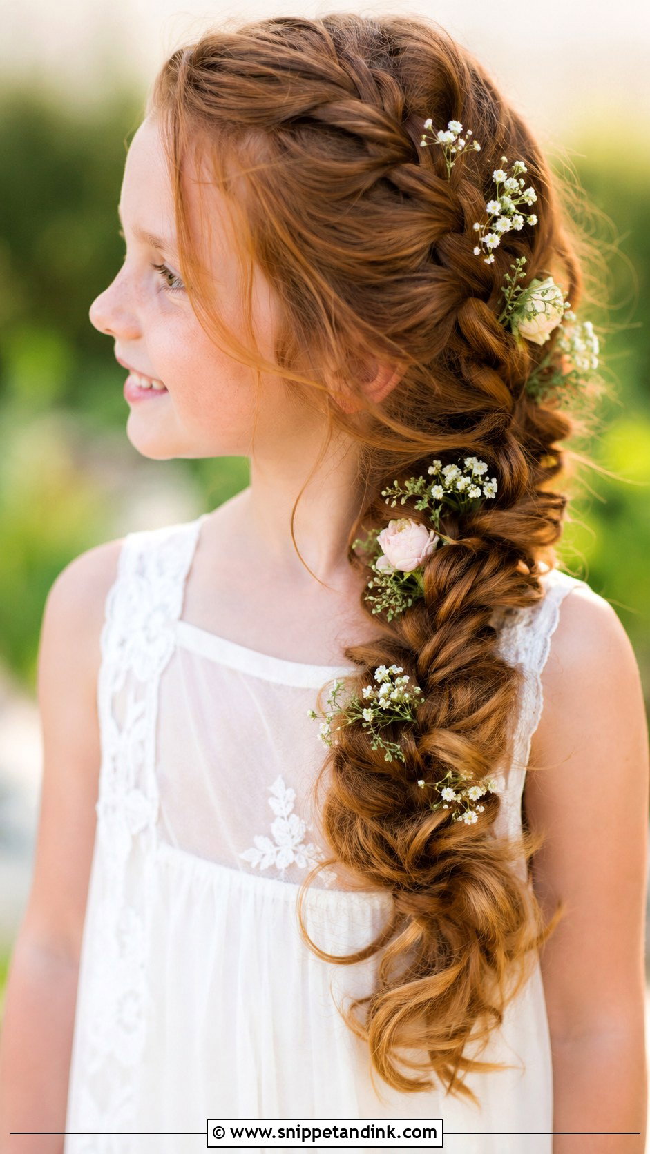 Side Braid With Curls - Snippet and Ink - 30 Kids Wedding Hair Ideas