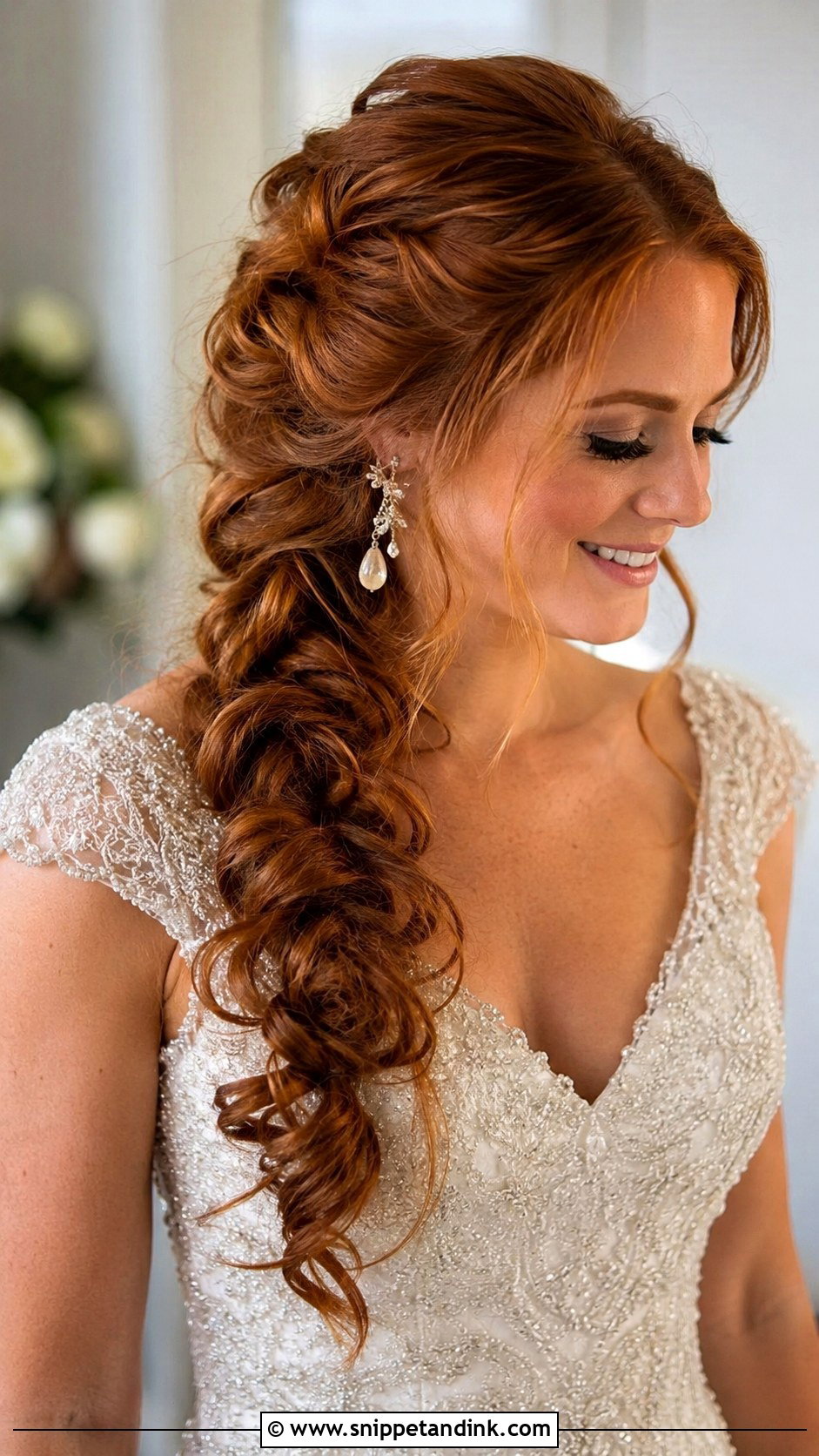 Side Braid With Curls for Wedding - Snippet and Ink - 20 Side Braid Hairstyles for Wedding