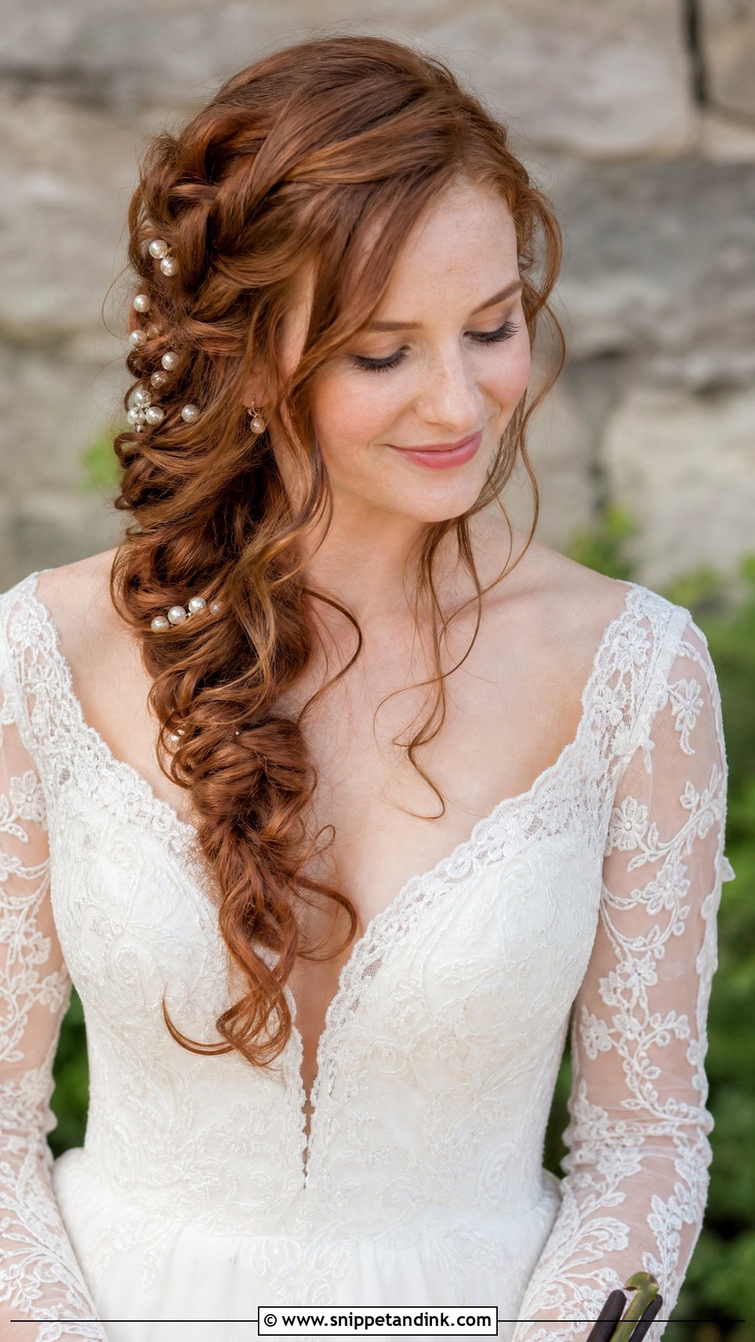 Side Braid With Curls - Snippet and Ink - 20 Bridal Hair for Long Hair Ideas