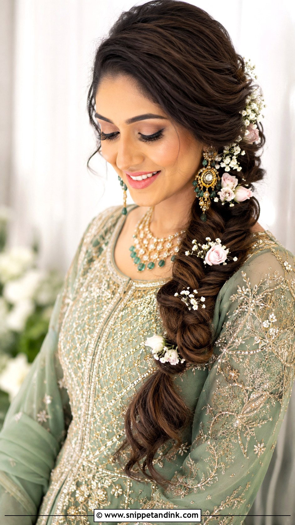 Side Braid With Fresh Flowers - Snippet and Ink - 20 Pre Wedding Hairstyles