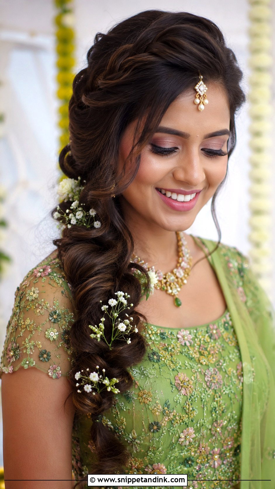 Side Braid With Front Twist - Snippet and Ink - 25 Indian Front Hair Styles for Wedding
