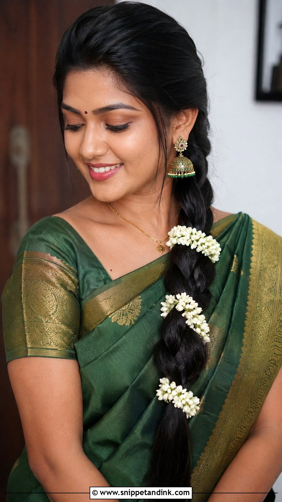 Side Braid With Jasmine Venis - Snippet and Ink - 20 Seemantham Hairstyle Ideas