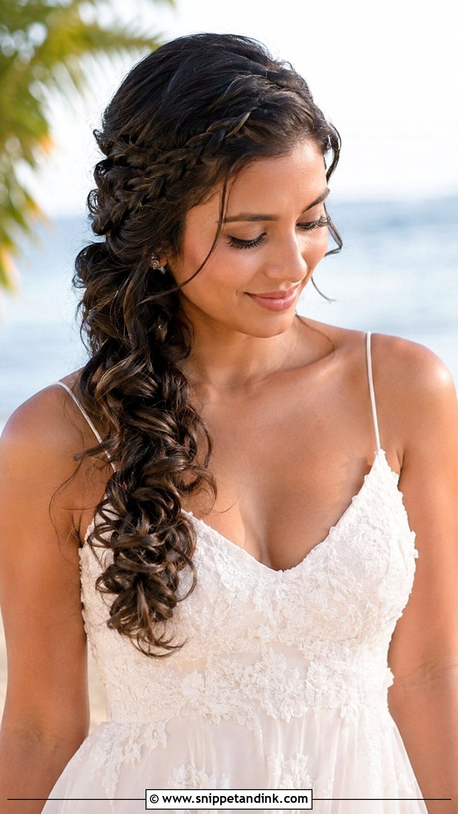 Side Braid With Loose Curls - Snippet and Ink - 20 Side Braid Wedding Ideas
