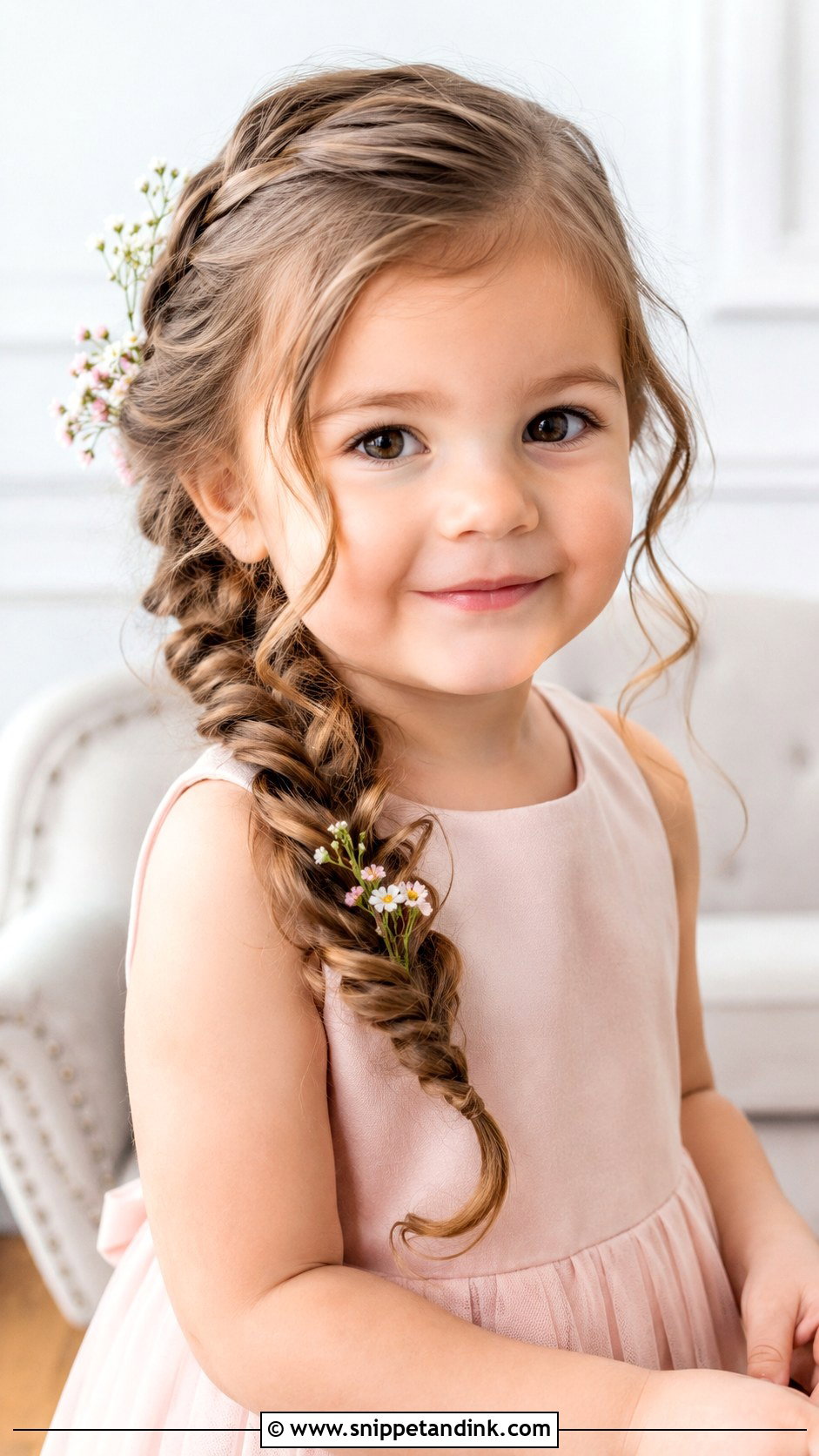 Side Braid With Loose Curls - Snippet and Ink - 25 Toddler Wedding Hairstyles