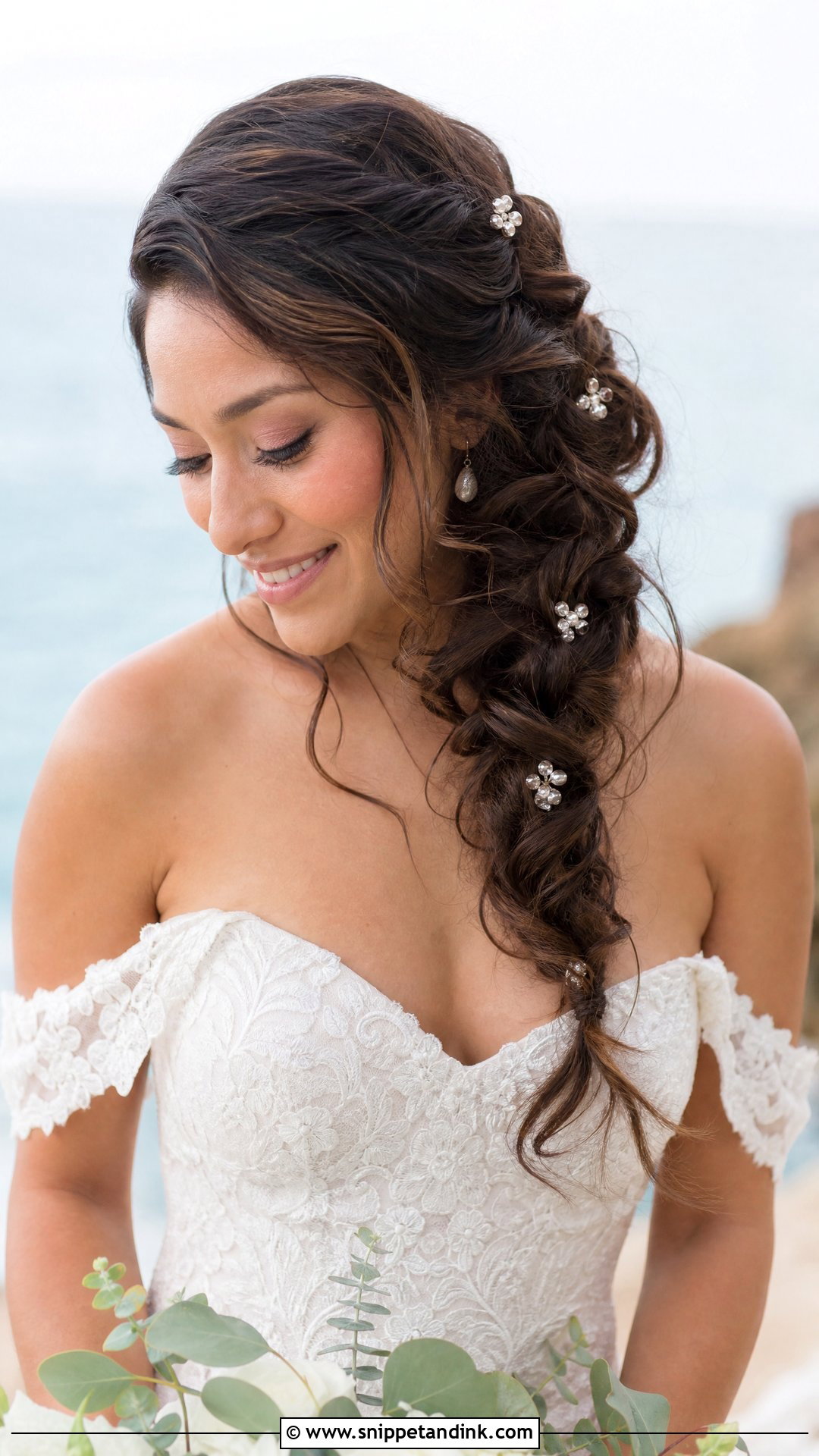 Side Braid With Loose Curls - Snippet and Ink - 20 Brides with Braids