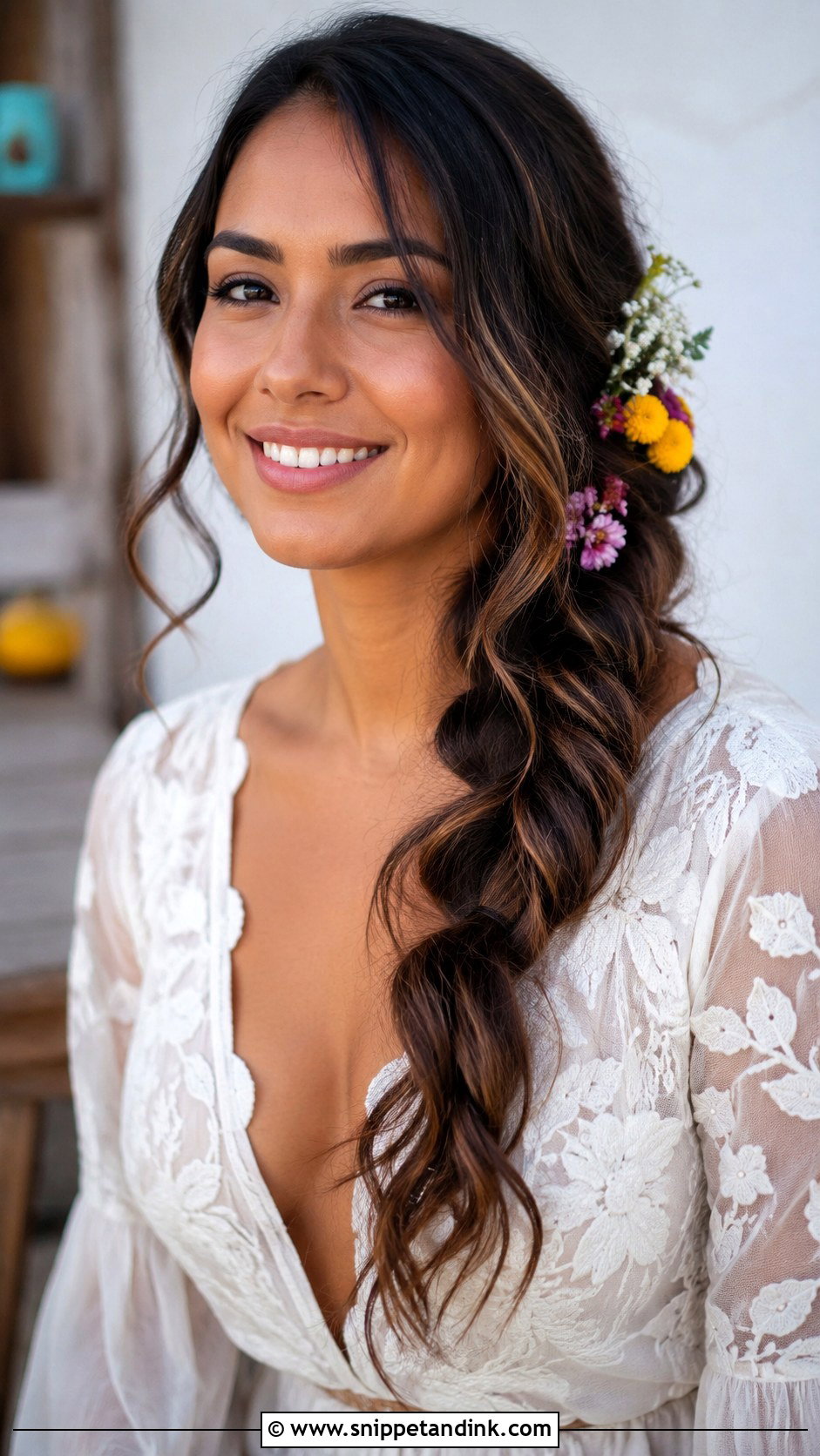Side Braid With Loose Waves - Snippet and Ink - 30 Hairstyles for Engagement