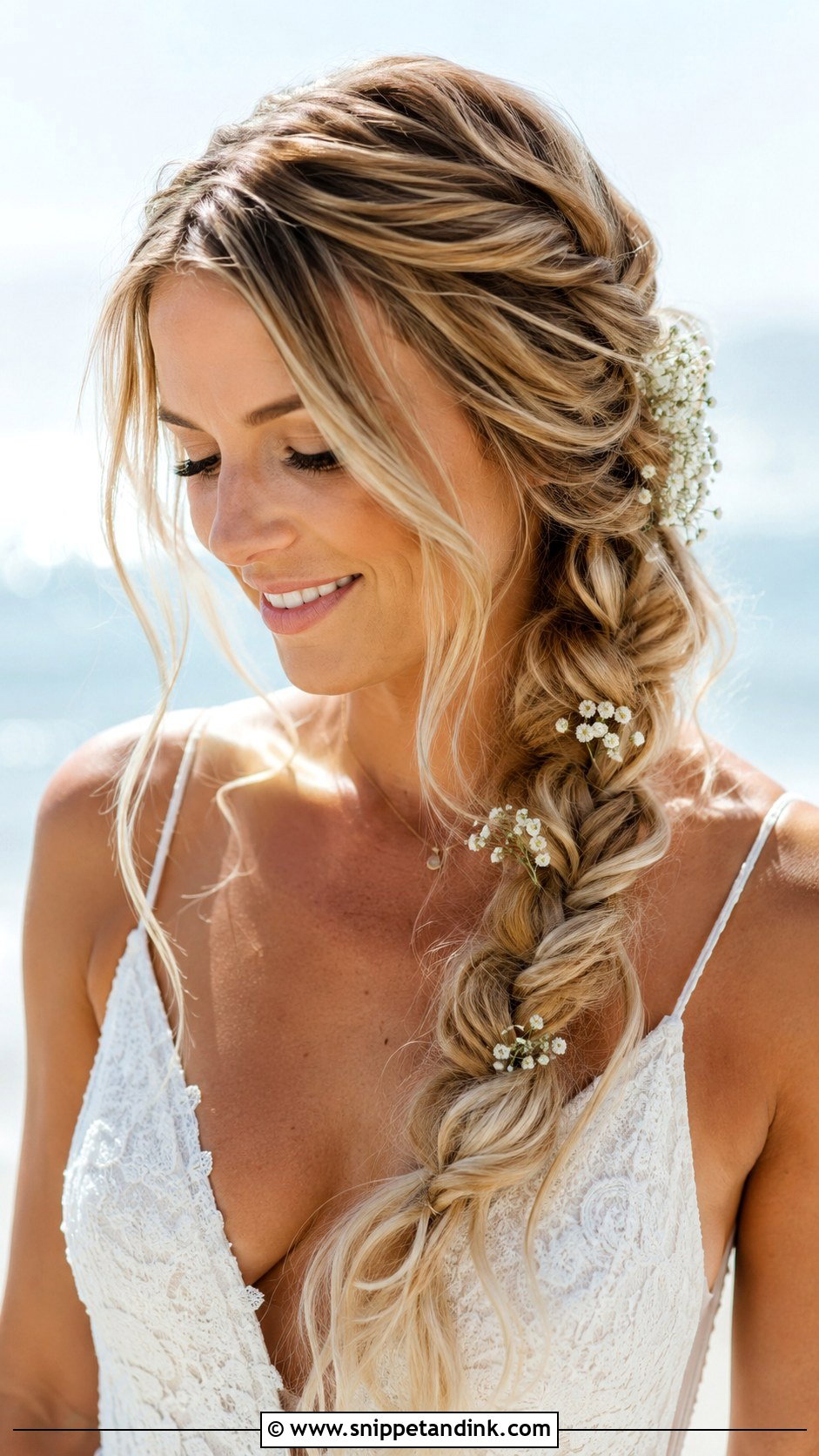 Side Braid With Loose Waves - Snippet and Ink - 20 Hair Styles for Long Hair Length Wedding