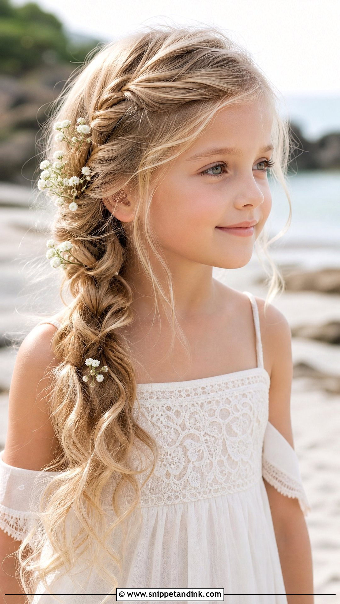 Side Braid With Loose Waves - Snippet and Ink - 20 Kids Hair Styles for Wedding