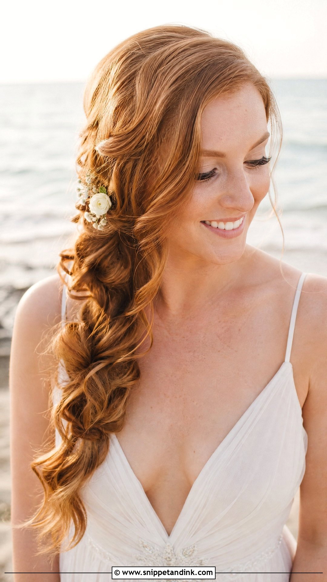 Side Braid With Loose Waves - Snippet and Ink - 20 Wedding Guest Long Hairstyles