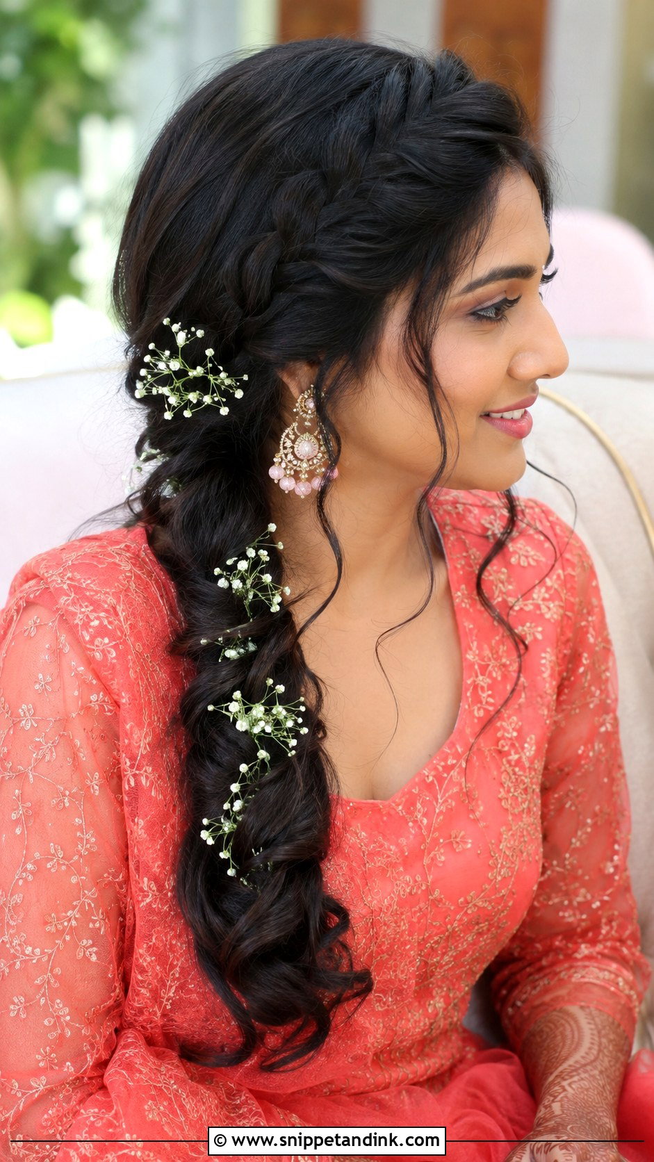 Side Braid With Open Waves - Snippet and Ink - 35 Mehndi Hairstyles