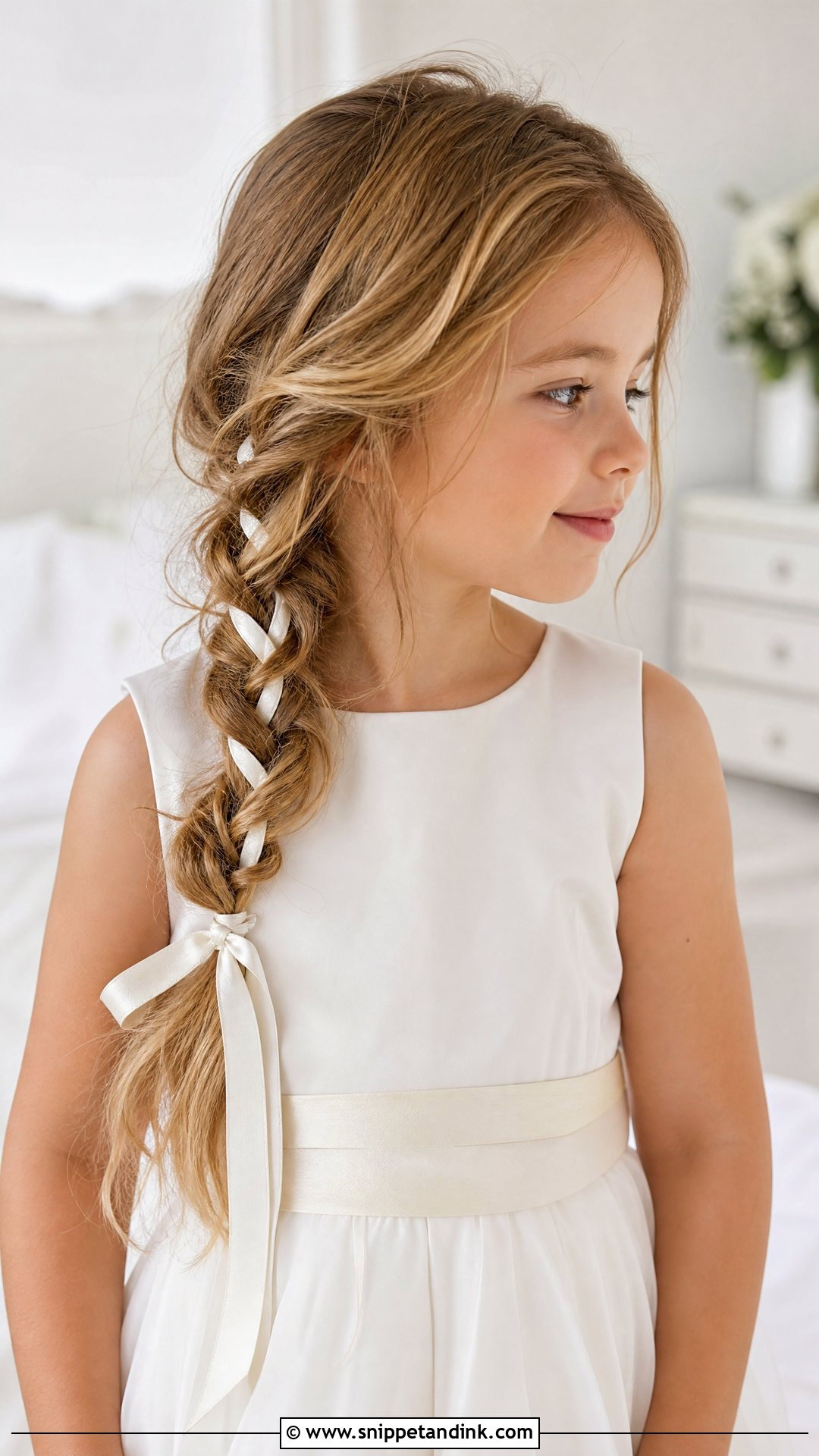 Side Braid With Ribbon - Snippet and Ink - 20 Wedding Hairstyles for Girls