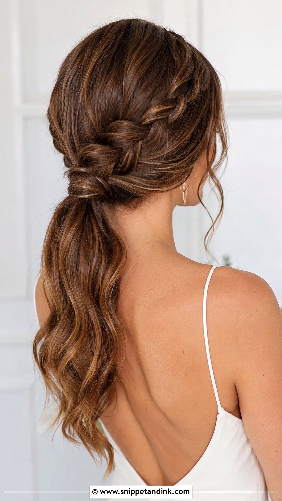 Side Braid With Side Swept Bangs - Snippet and Ink - 20 Side Braid Wedding Hair Ideas