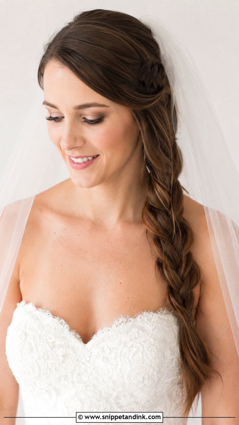 Side Braid With Veil - Snippet and Ink - 20 Bridal Side Braid Ideas