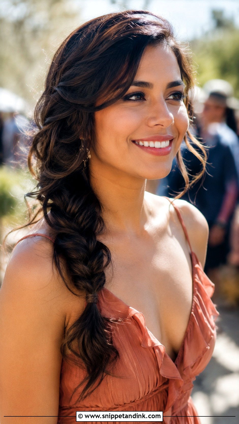 Side Braid With Waves - Snippet and Ink - 30 Medium Wedding Guest Hairstyles