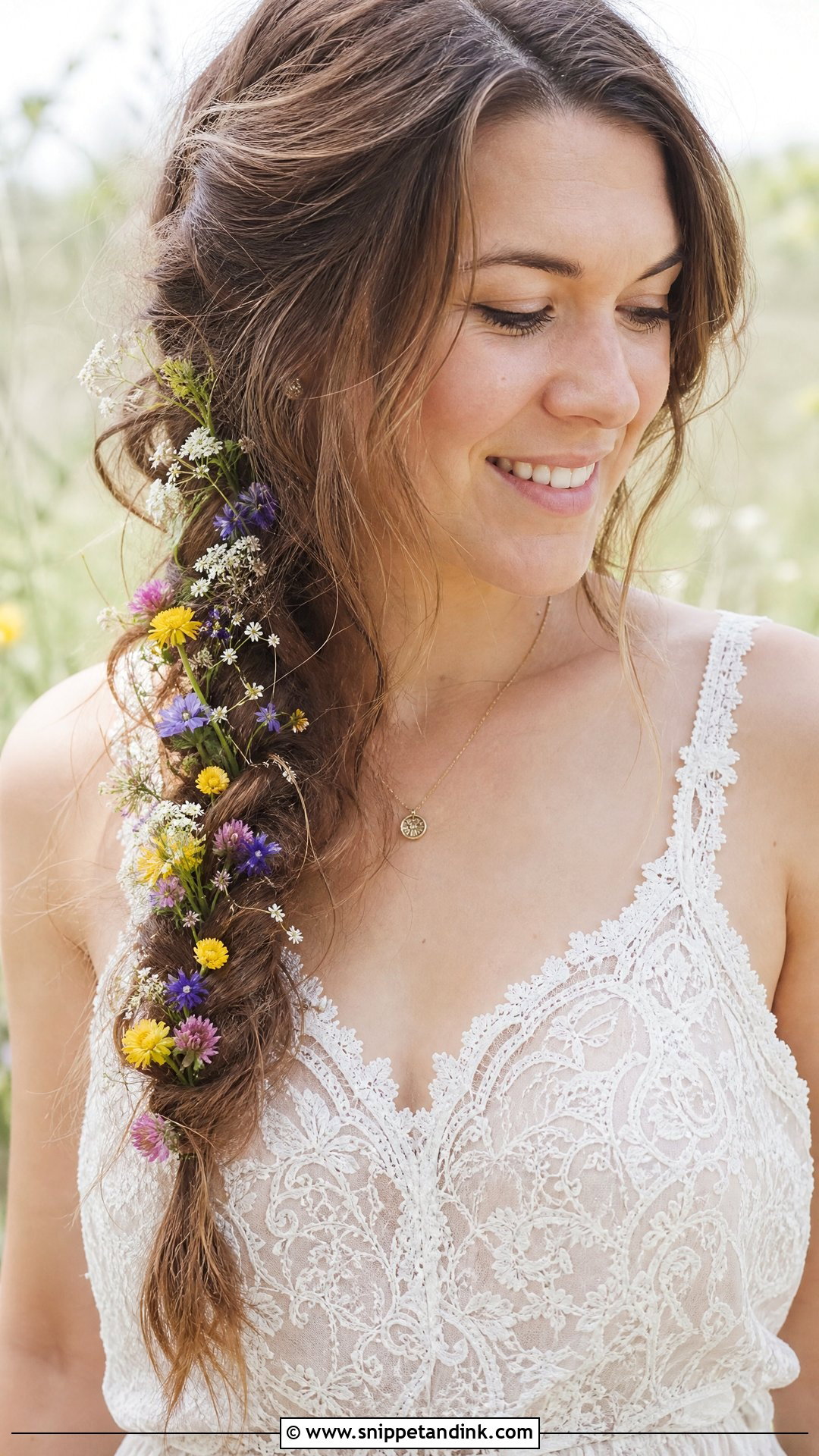 Side Braid With Wildflowers - Snippet and Ink - 20 Bohemian Bridal Hair Ideas