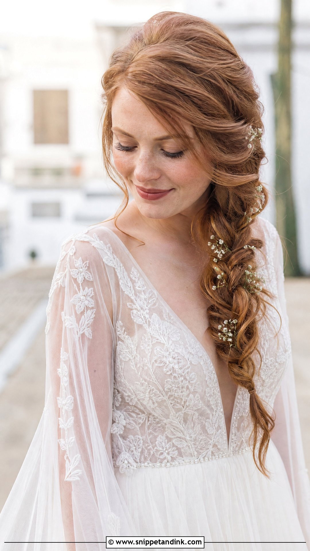 Side Braid with Soft Waves - Snippet and Ink - 30 Glam Bridal Hair Ideas