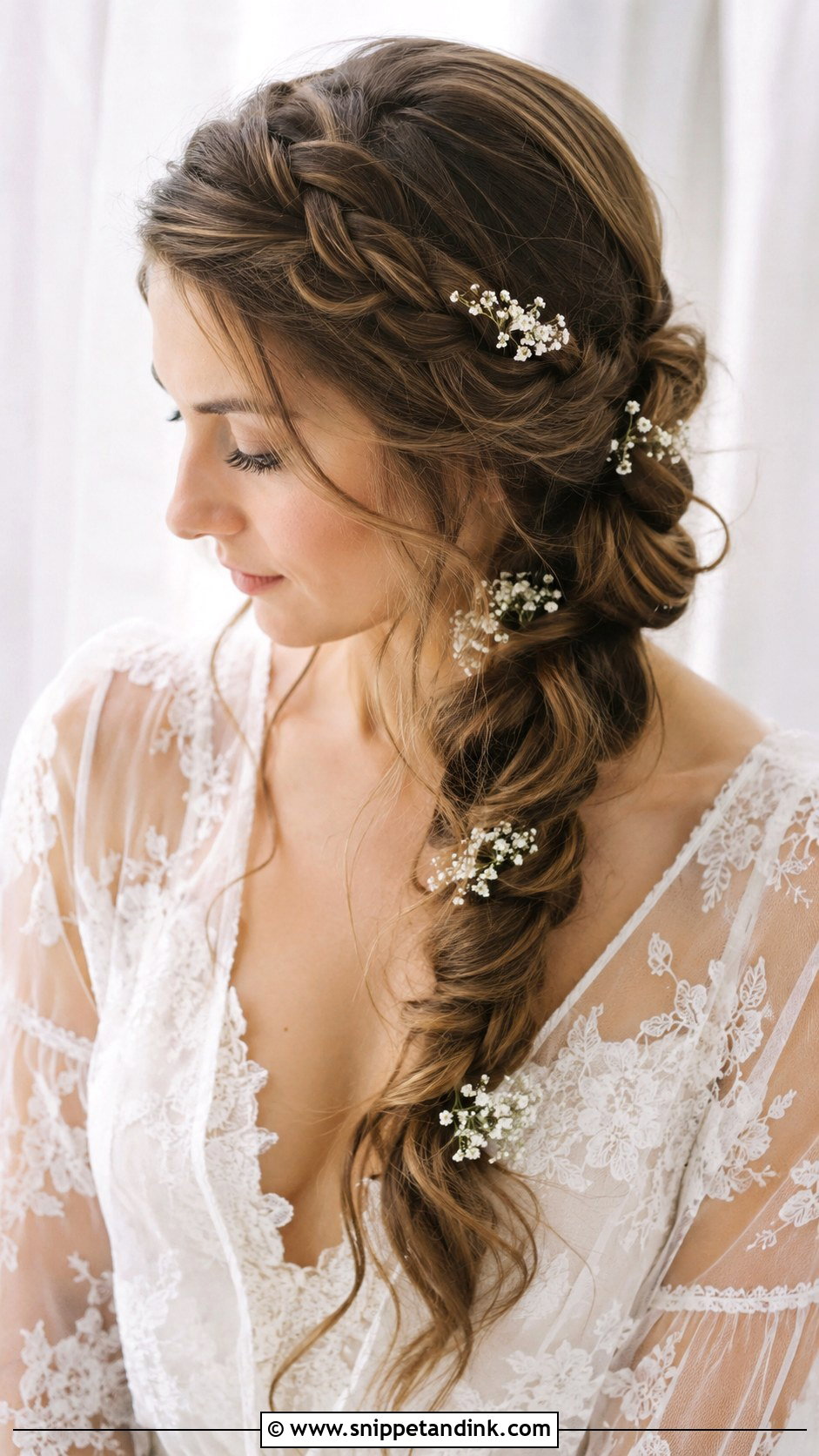 Side Braided Crown - Snippet and Ink - 30 One Sided Wedding Hairstyle Ideas