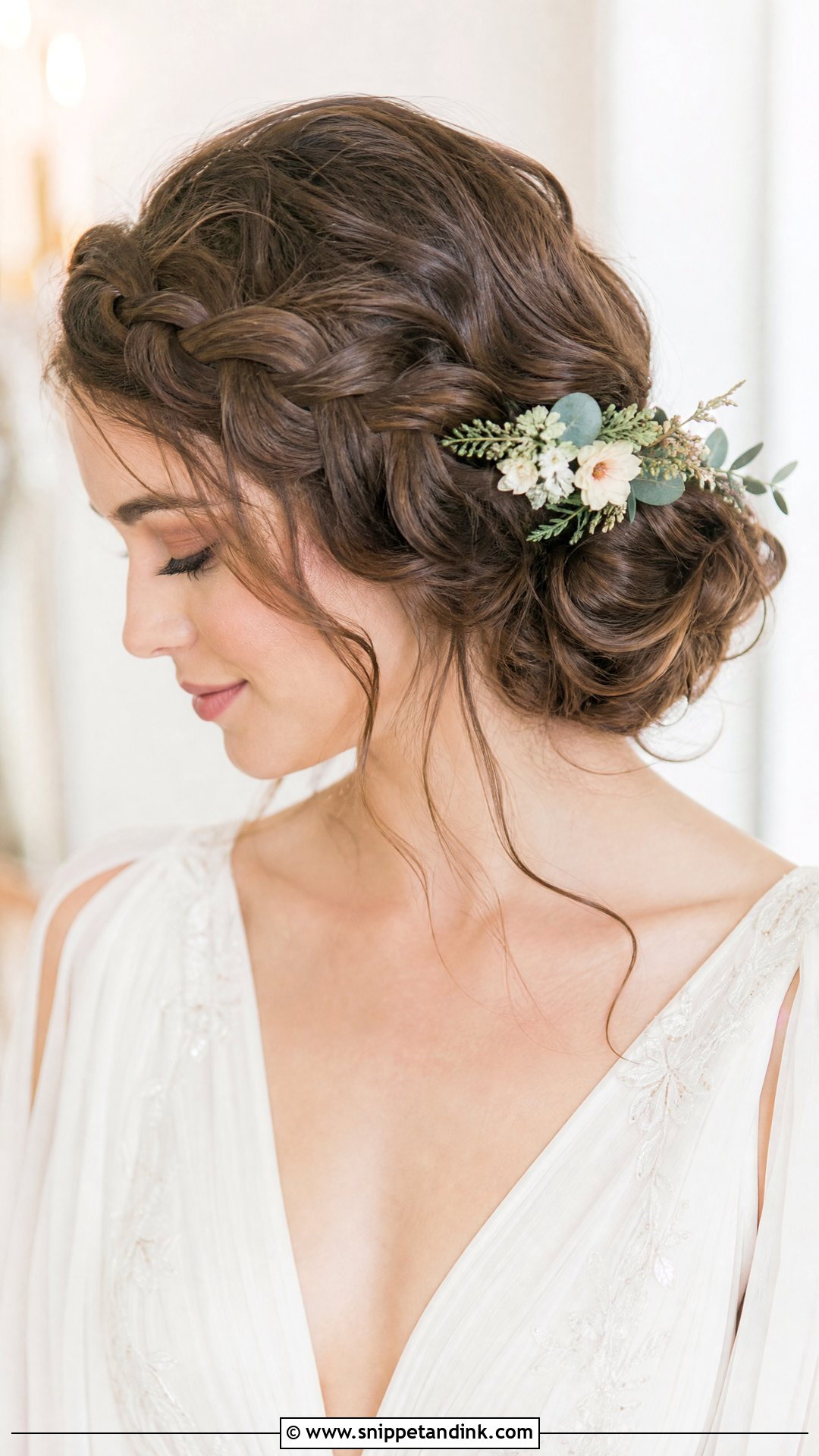 Side Braided Crown - Snippet and Ink - 20 Bridal Hair One Side Pulled Back Ideas