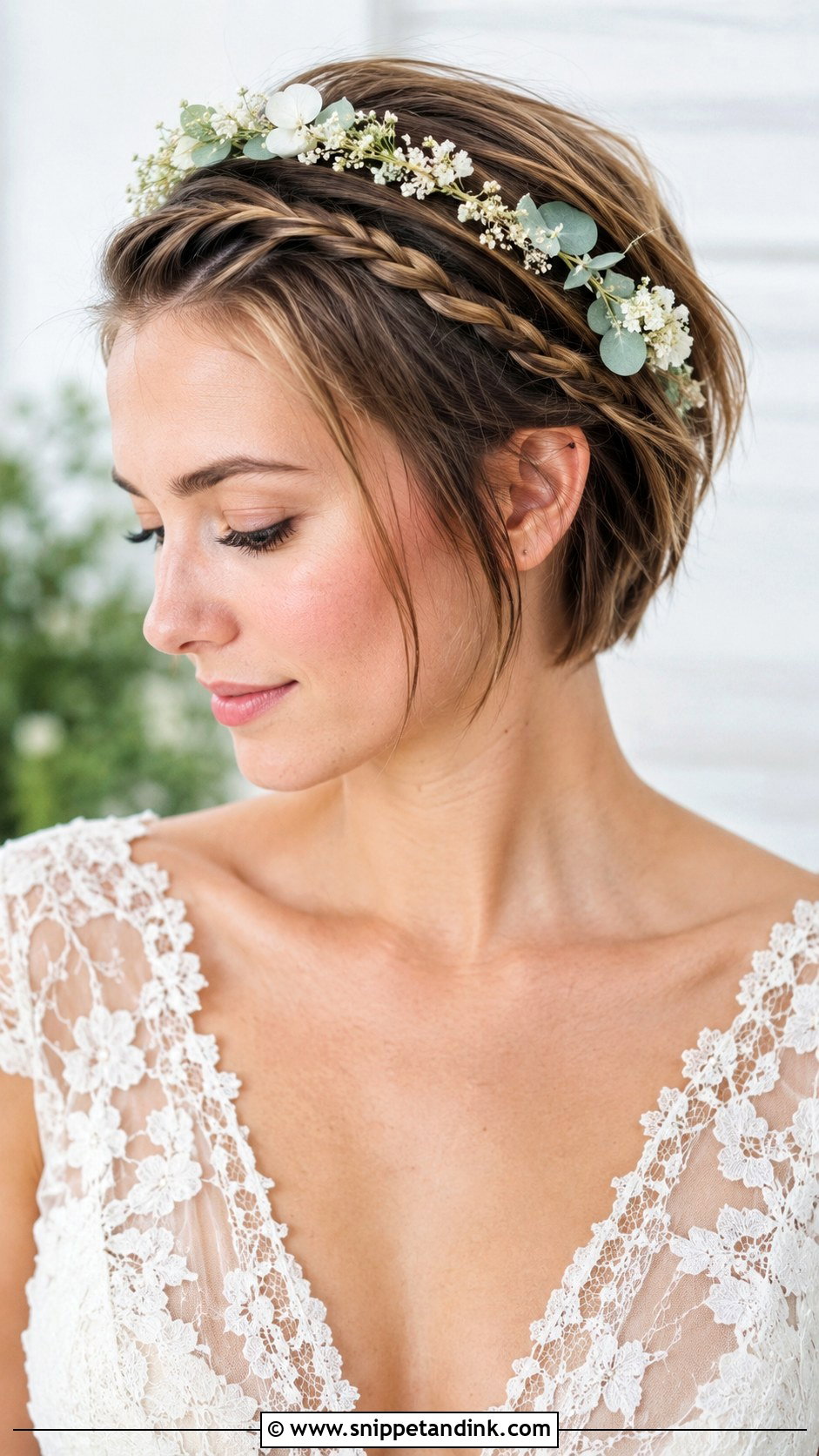 Side Braided Pixie Wedding Look - Snippet and Ink - 20 Hair Styles for Short Hair Wedding Ideas