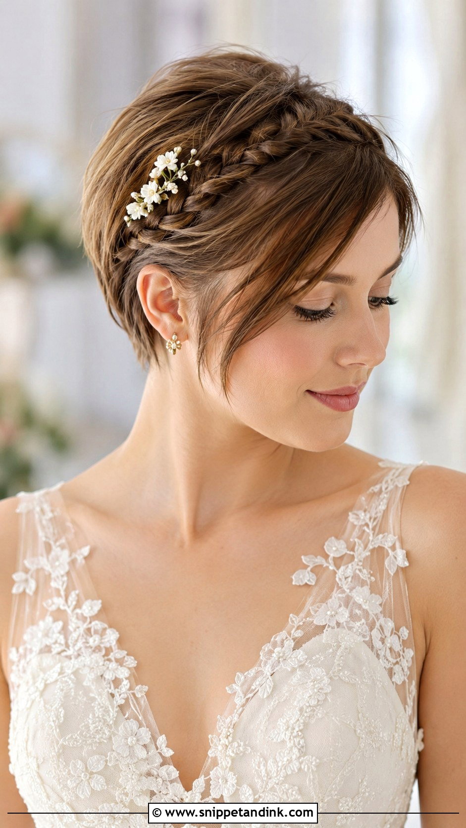 Side Braided Pixie for Weddings - Snippet and Ink - 25 Short Hair for Wedding Ideas
