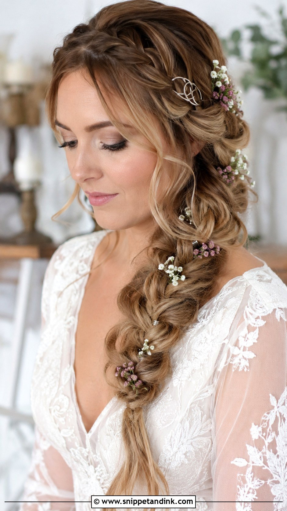 Side Braided Viking Bridal Look - Snippet and Ink - 20 Viking Hairstyles Women Wedding