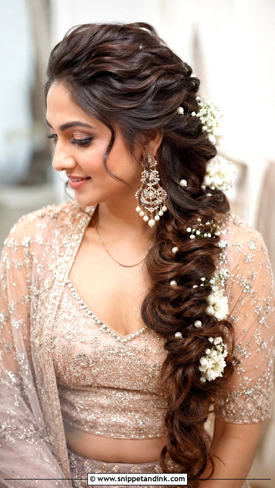 Side Bridal Braid - Snippet and Ink - 15 Indian Bridal Bread Hairstyle Ideas