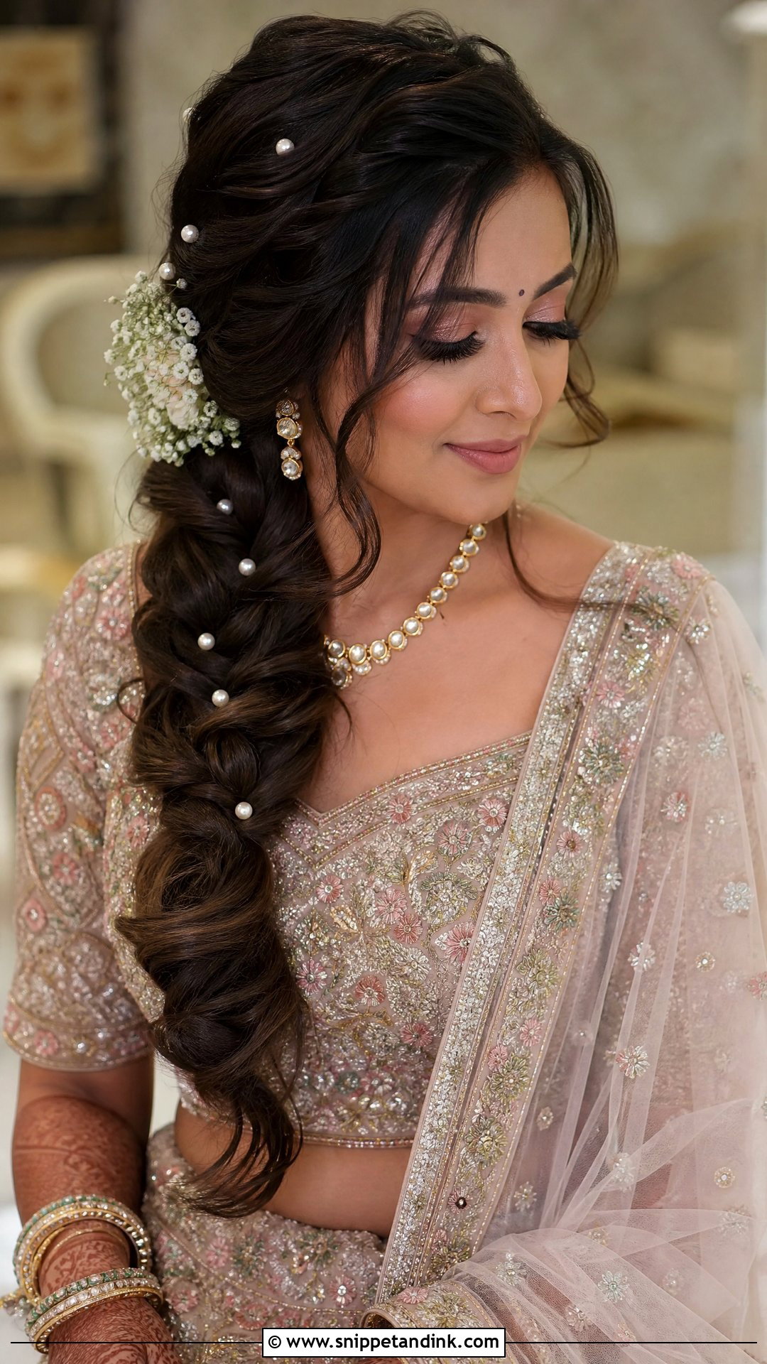 Side Bridal Braid - Snippet and Ink - 15 Braided Hairstyles for Indian Bride