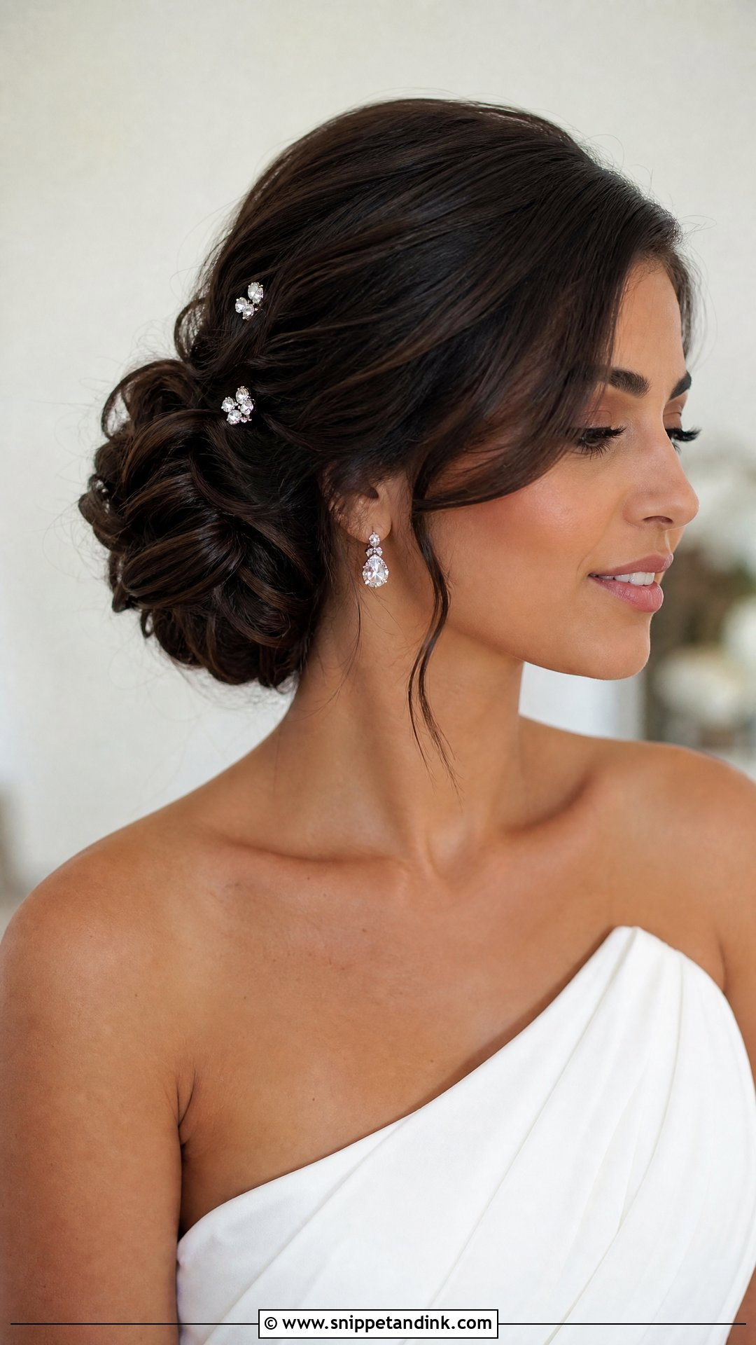 Side Bridal Bun - Snippet and Ink - 15 Bridal Hair Bun Style Ideas