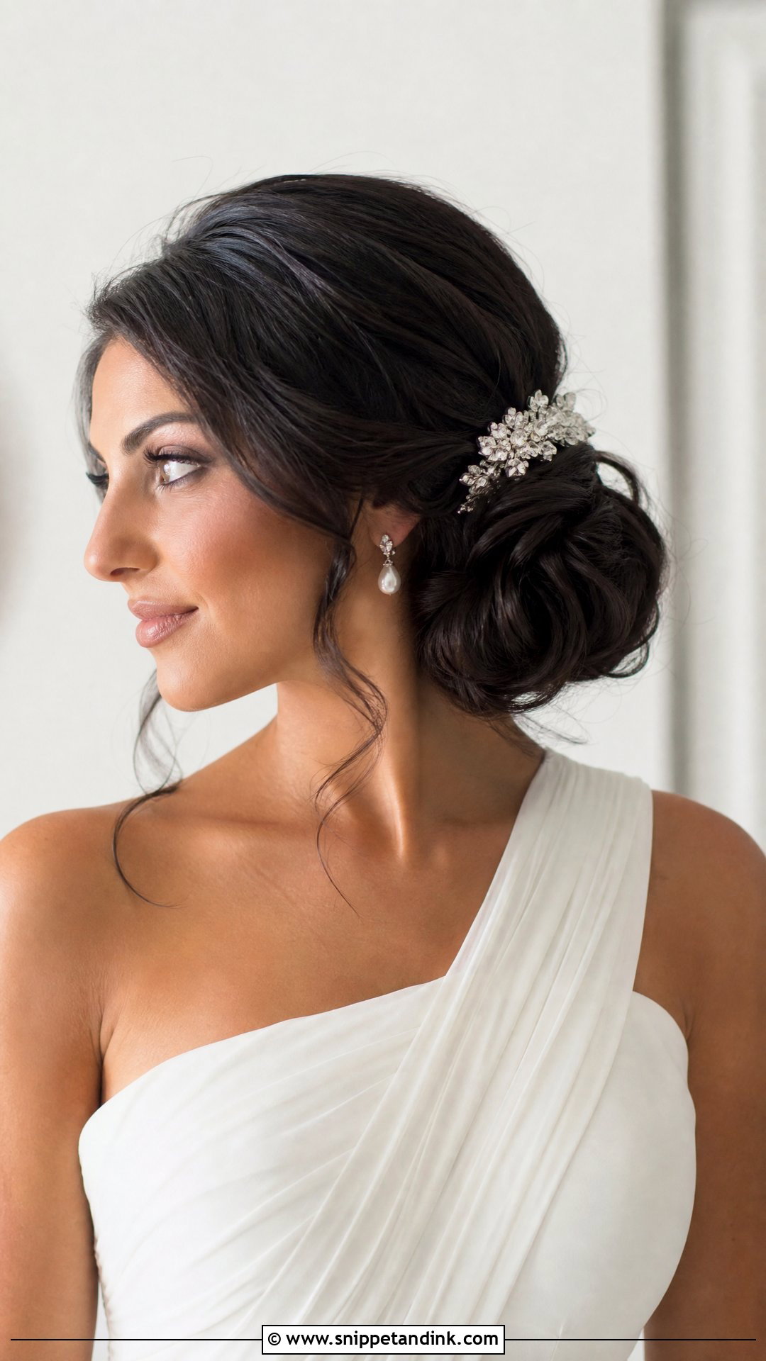 Side Bridal Bun - Snippet and Ink - 15 Bun Hairdo Wedding Ideas