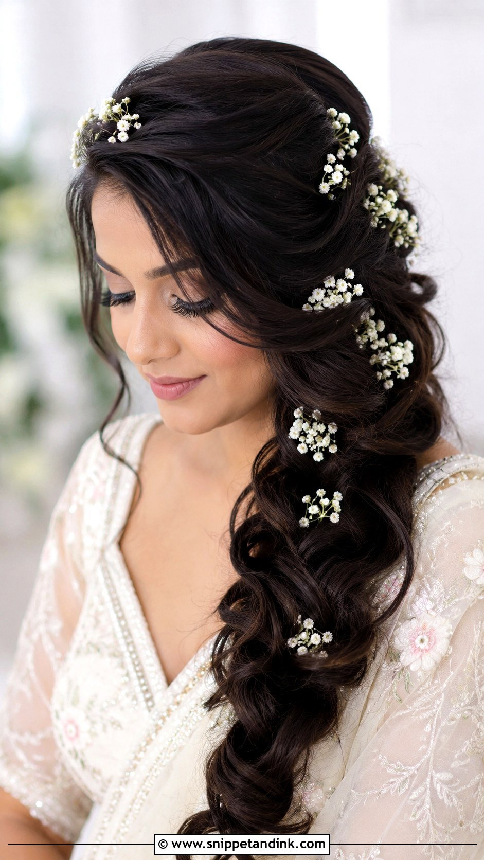 Side Bridal Hair With Flowers For Long Hair - Snippet and Ink - 15 Side Bridal Style Bride Hairstyles for Long Hair