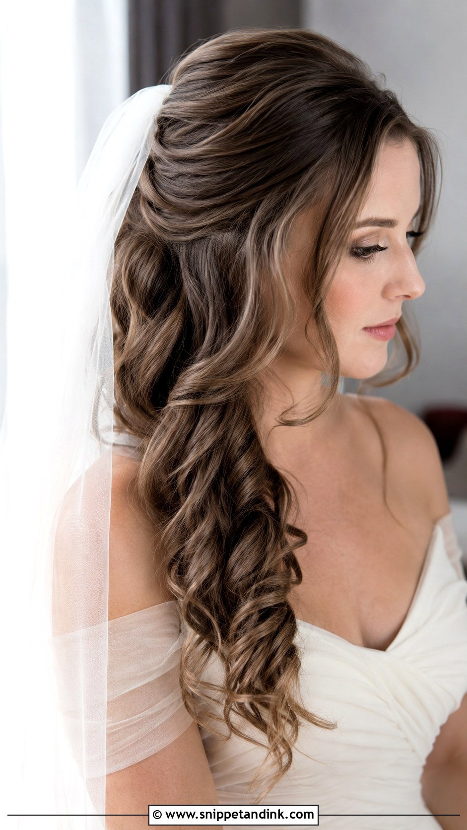 Side Bridal Hair With Veil For Long Hair - Snippet and Ink - 15 Side Bridal Style Bride Hairstyles for Long Hair