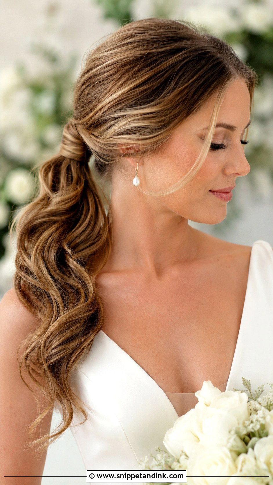 Side Bridal Ponytail For Long Hair - Snippet and Ink - 15 Side Bridal Style Bride Hairstyles for Long Hair