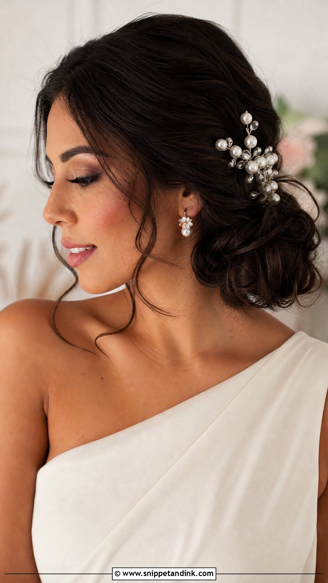 Side Bridal Updo With Pearls - Snippet and Ink - 15 Bridal Updo with Pearls Ideas