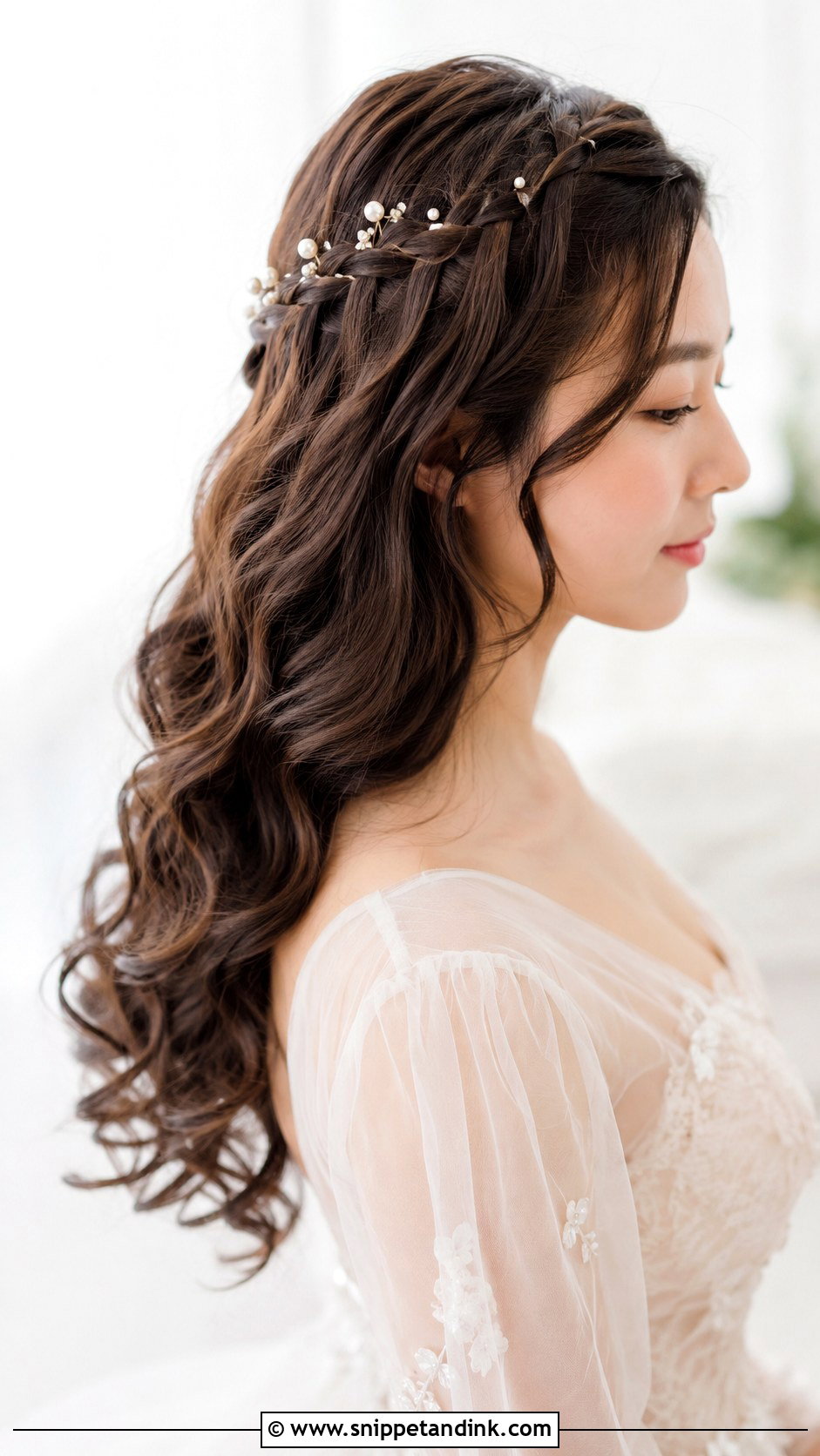 Side Bridal Waterfall Braid For Long Hair - Snippet and Ink - 15 Side Bridal Style Bride Hairstyles for Long Hair