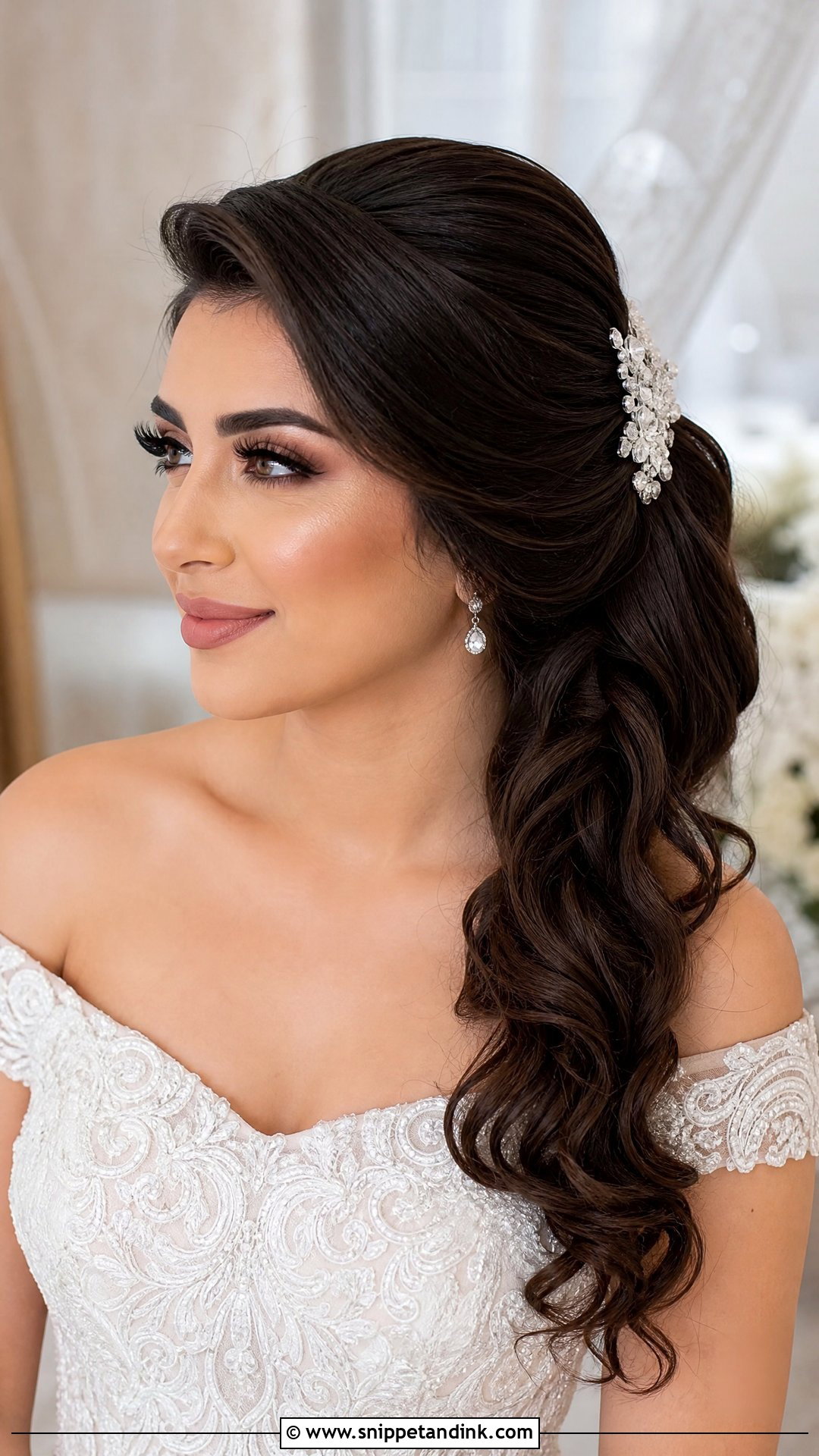 Side Brunette Bridal Ponytail - Snippet and Ink - 15 Brunette Bridal Ponytail Hairstyles