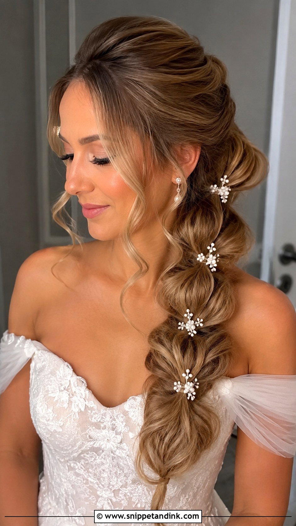 Side Bubble Braid Wedding Hair - Snippet and Ink - 20 Bubble Braid Wedding Hair Ideas