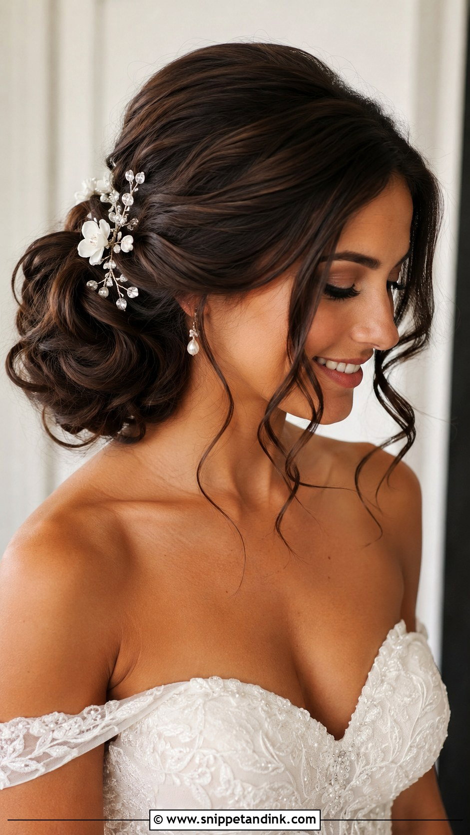 Side Bun Bridal Updo For Long Hair - Snippet and Ink - 20 Elegant Bridal Updo Hairstyles for Long Hair Wedding